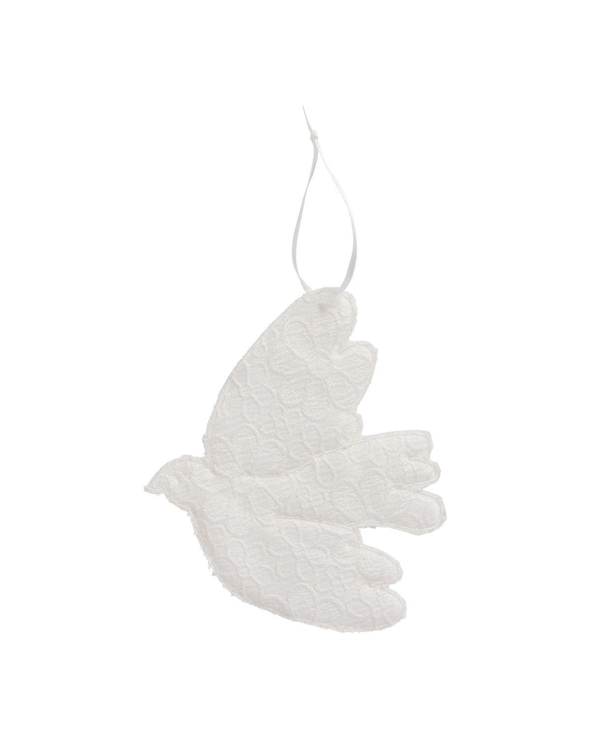 Stoff-Anhänger Vogel Broderie Anglaise - Weiß