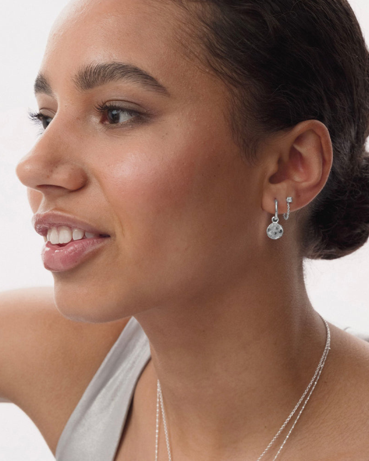 Ohrringe Minimalistica Hammered - silber