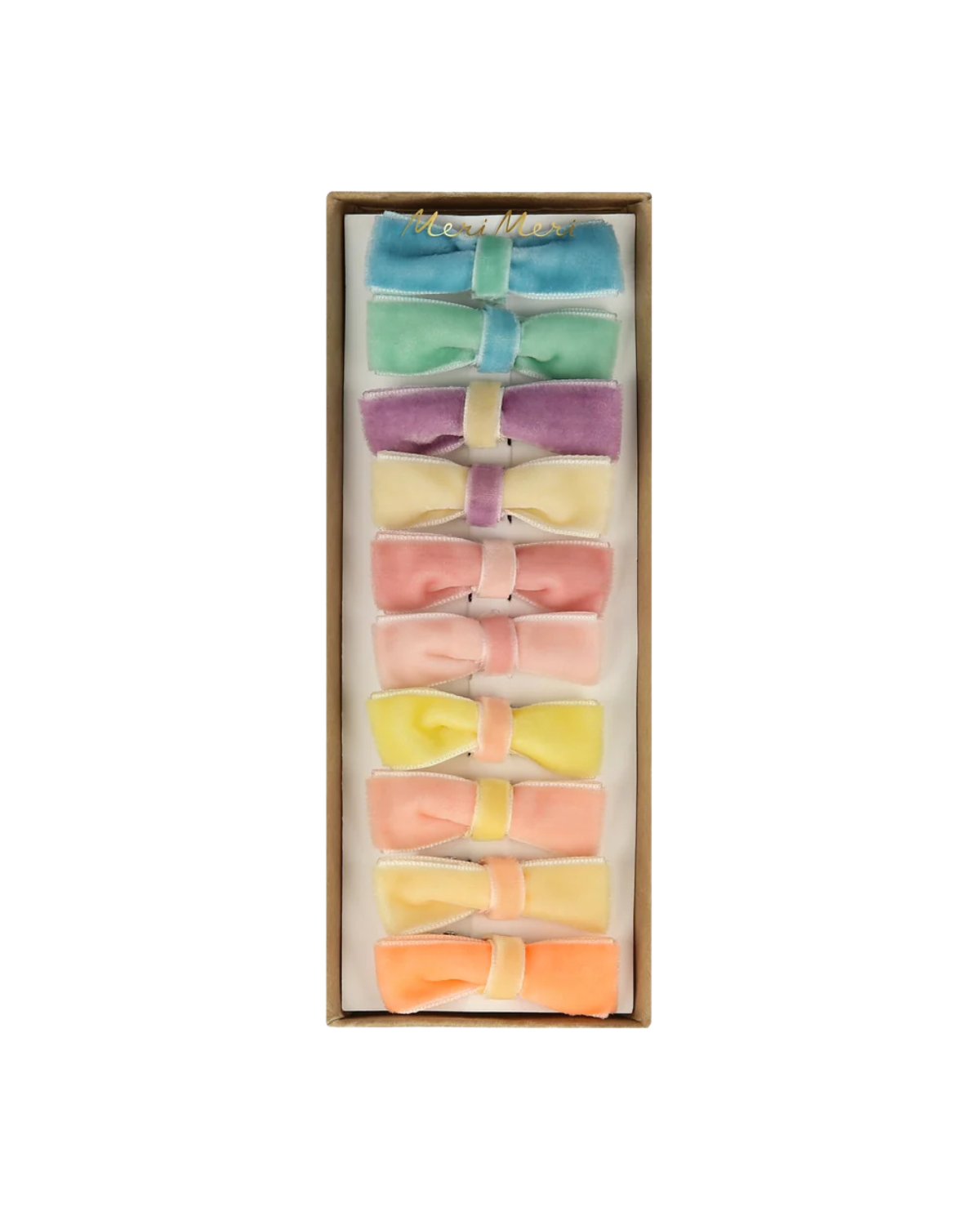 Mini-Haarspangen Samtschleifen Pastell – 10 Stück