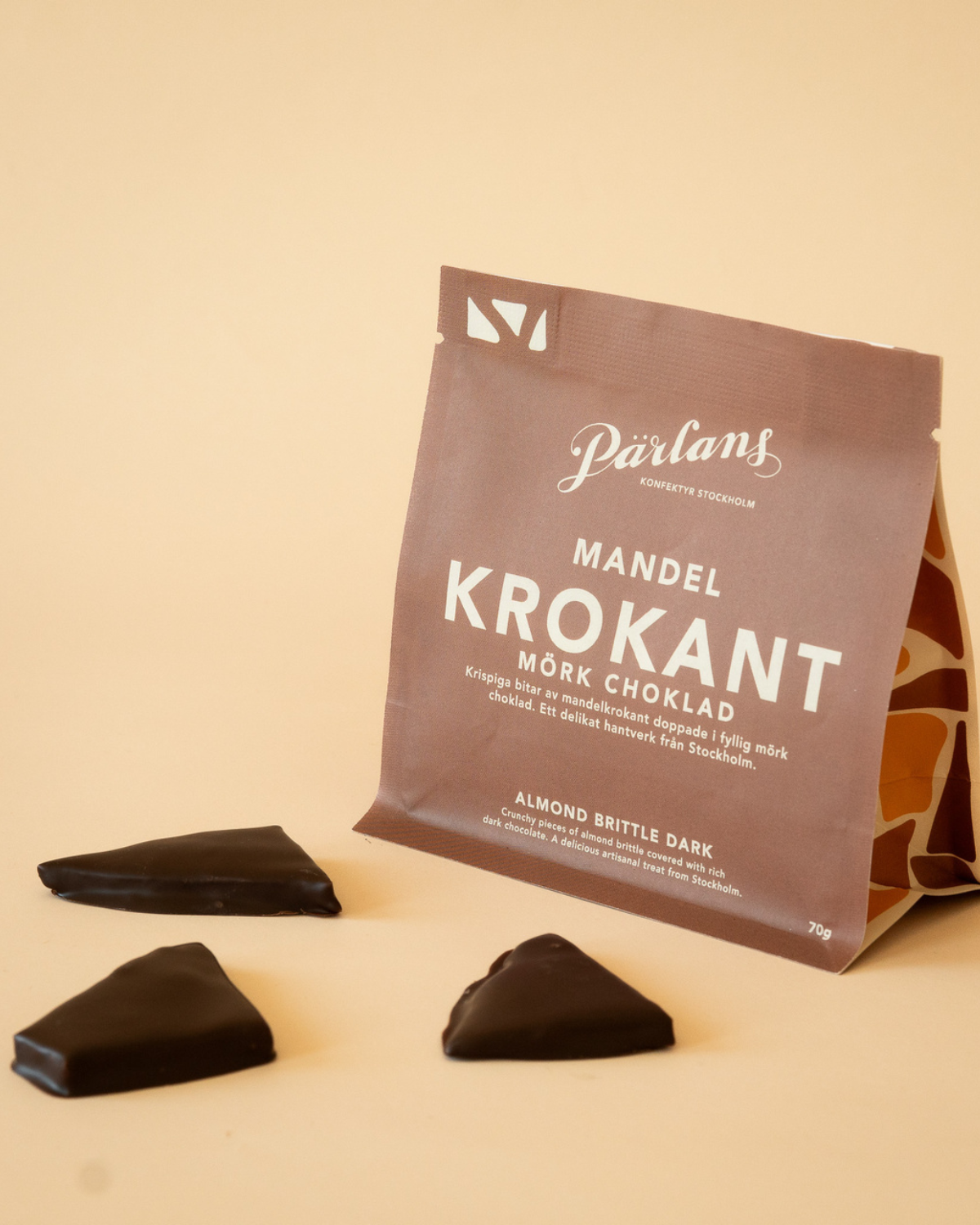 Mandel Krokant Brittle Bag - Dunkle Schokolade 70 g