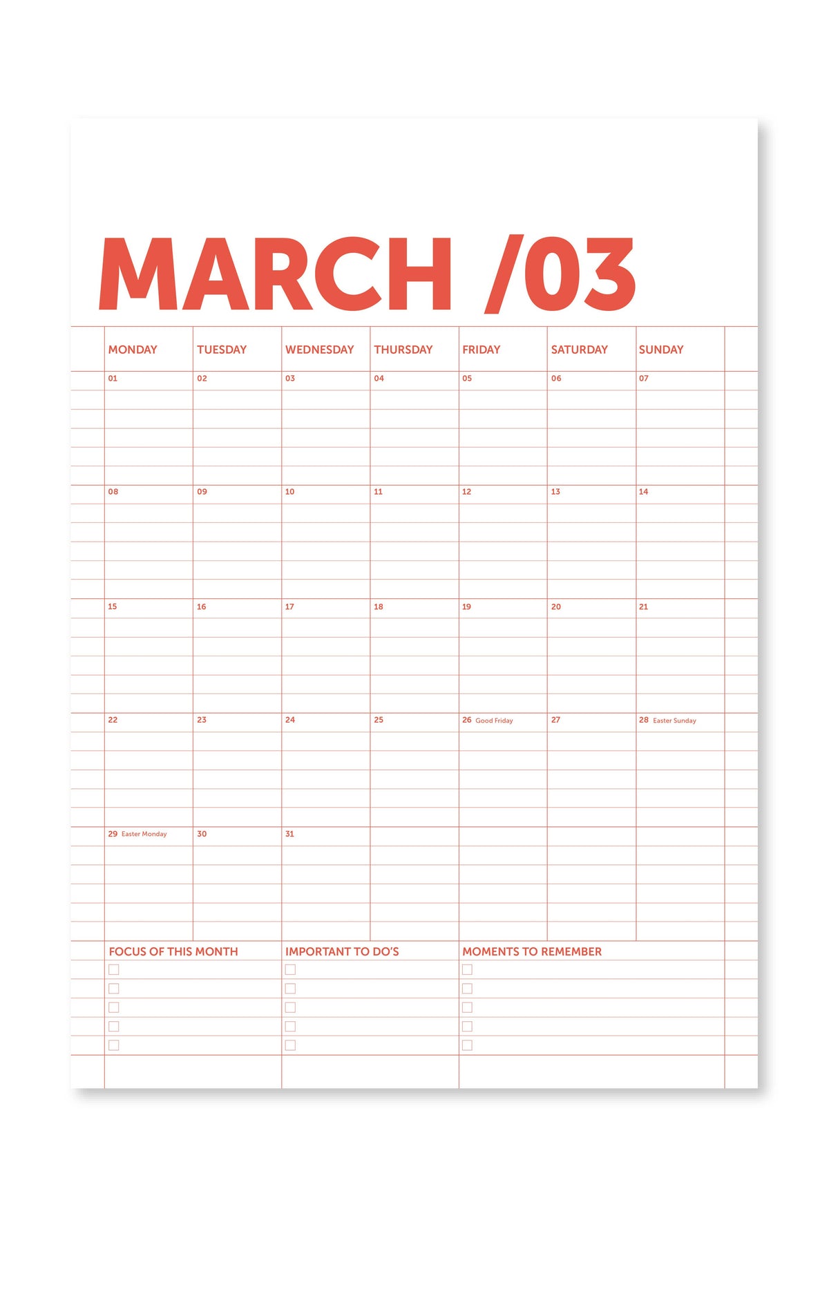 Wandkalender 2027 - A3