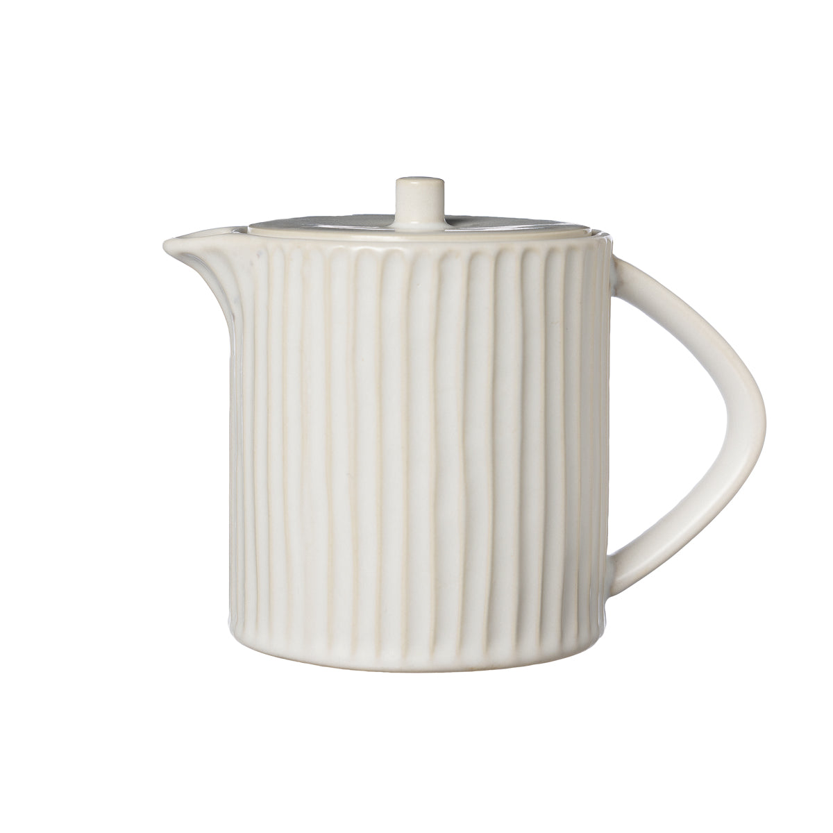 Teekanne mit Stövchen - weiß geriffelt