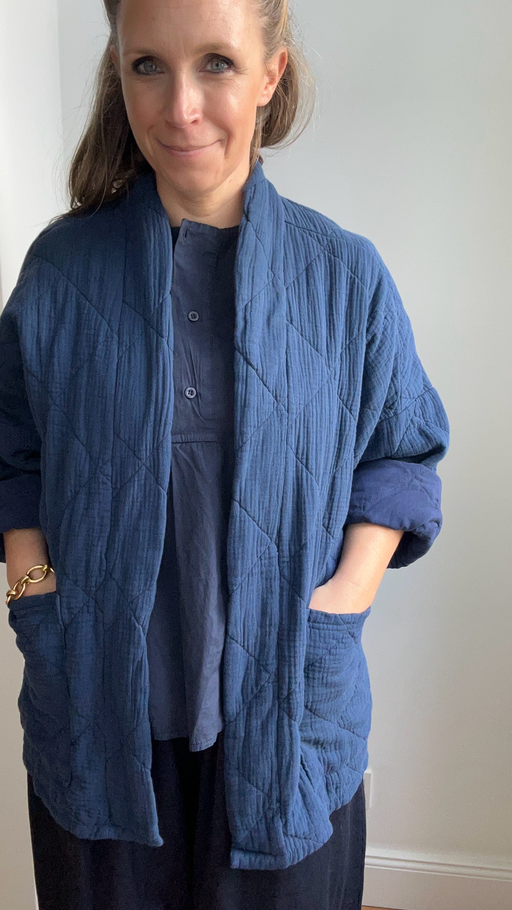 Lange Kimono-Jacke - dunkelblau