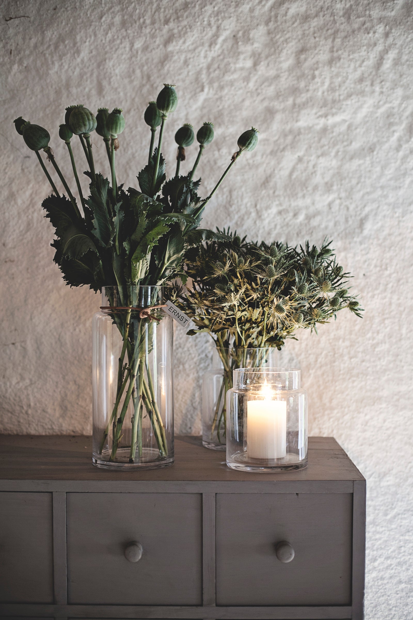 Vase für französische Tulpen / Glasvase - 33 cm