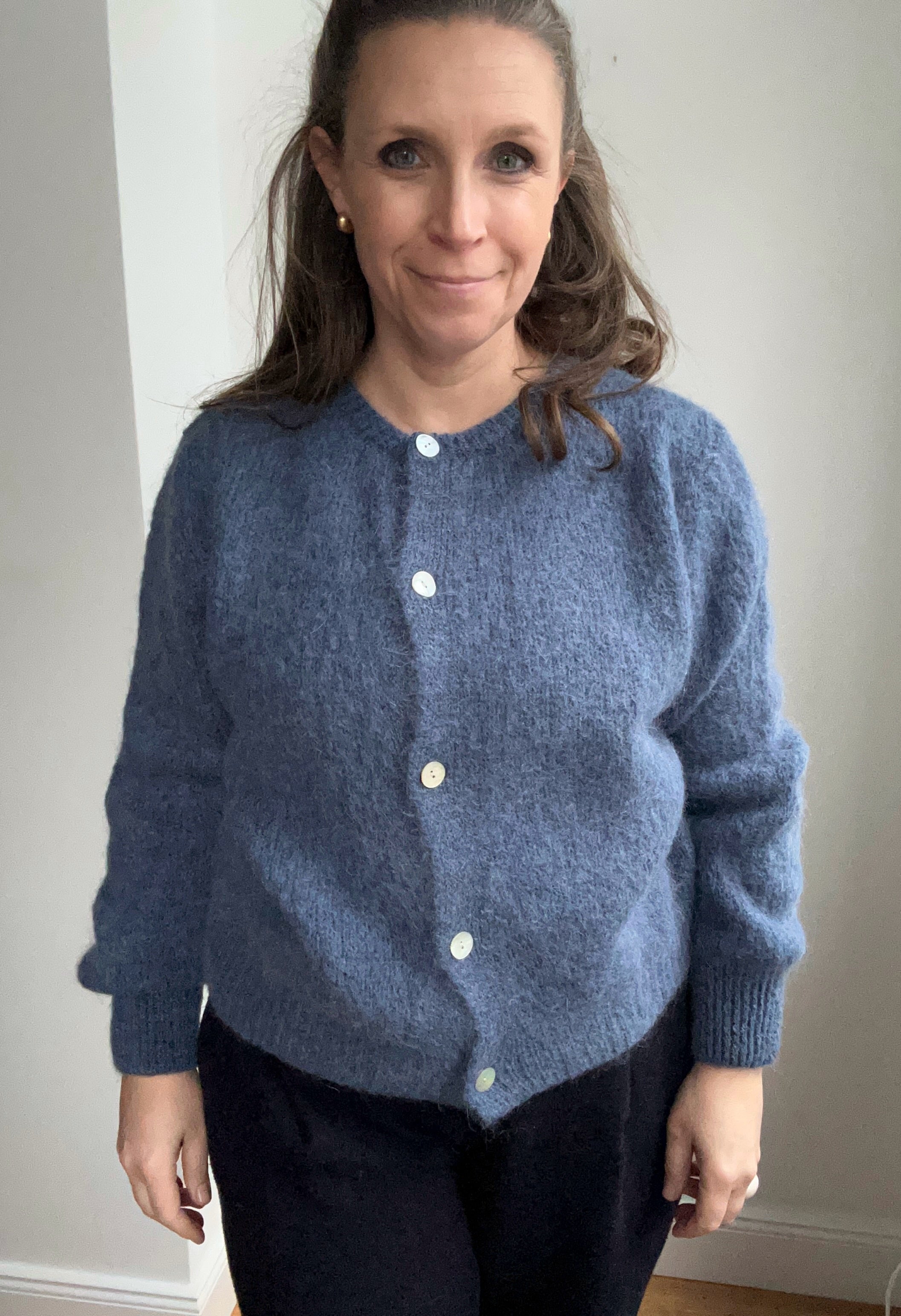 Strickjacke Cardigan - graublau