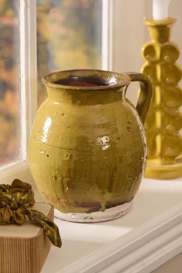 Vase mit Henkel - mustard