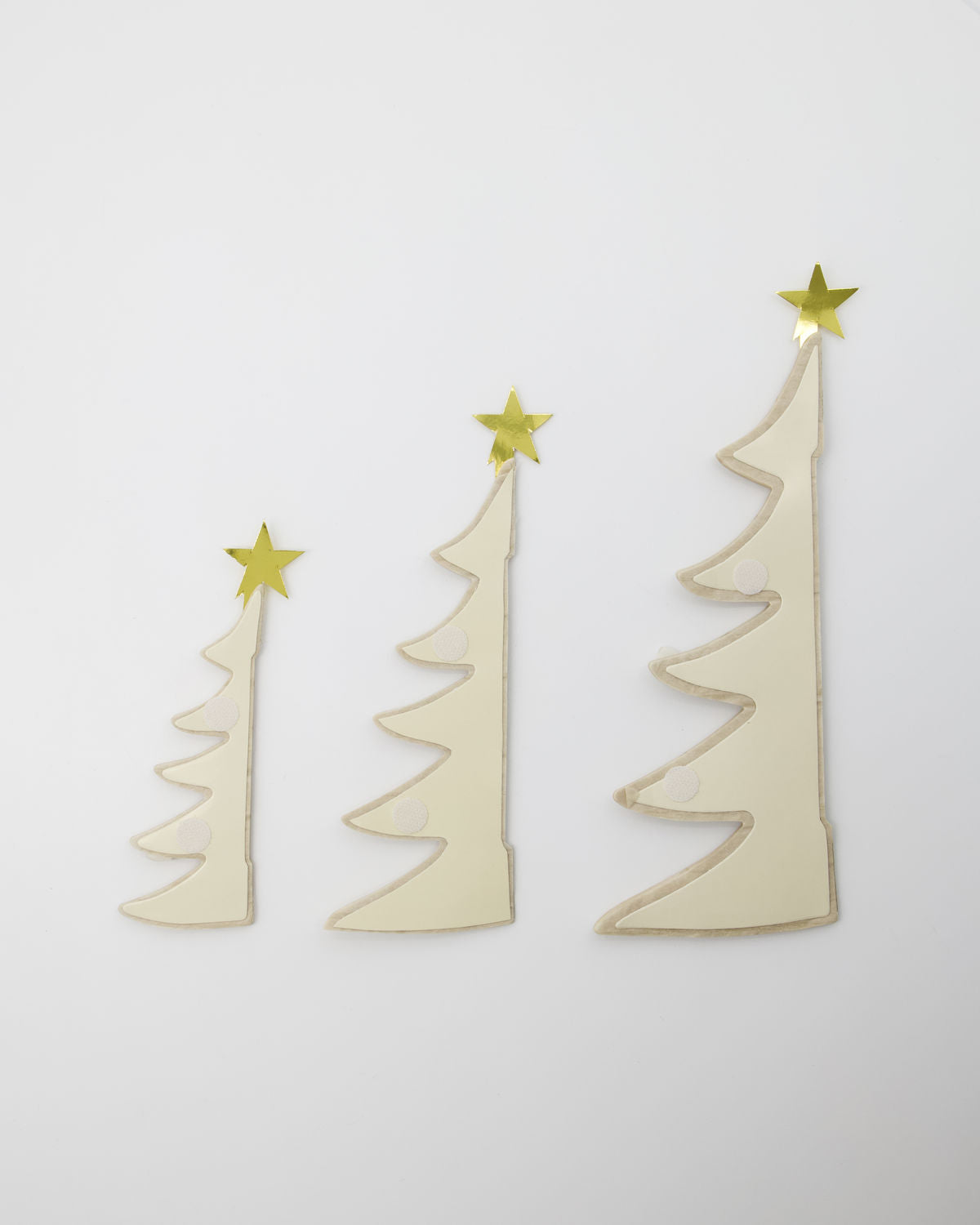 Weihnachtsbaum aus Papier weiss - 3er Set