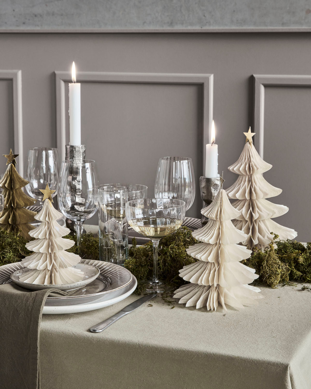 Weihnachtsbaum aus Papier weiss - 3er Set