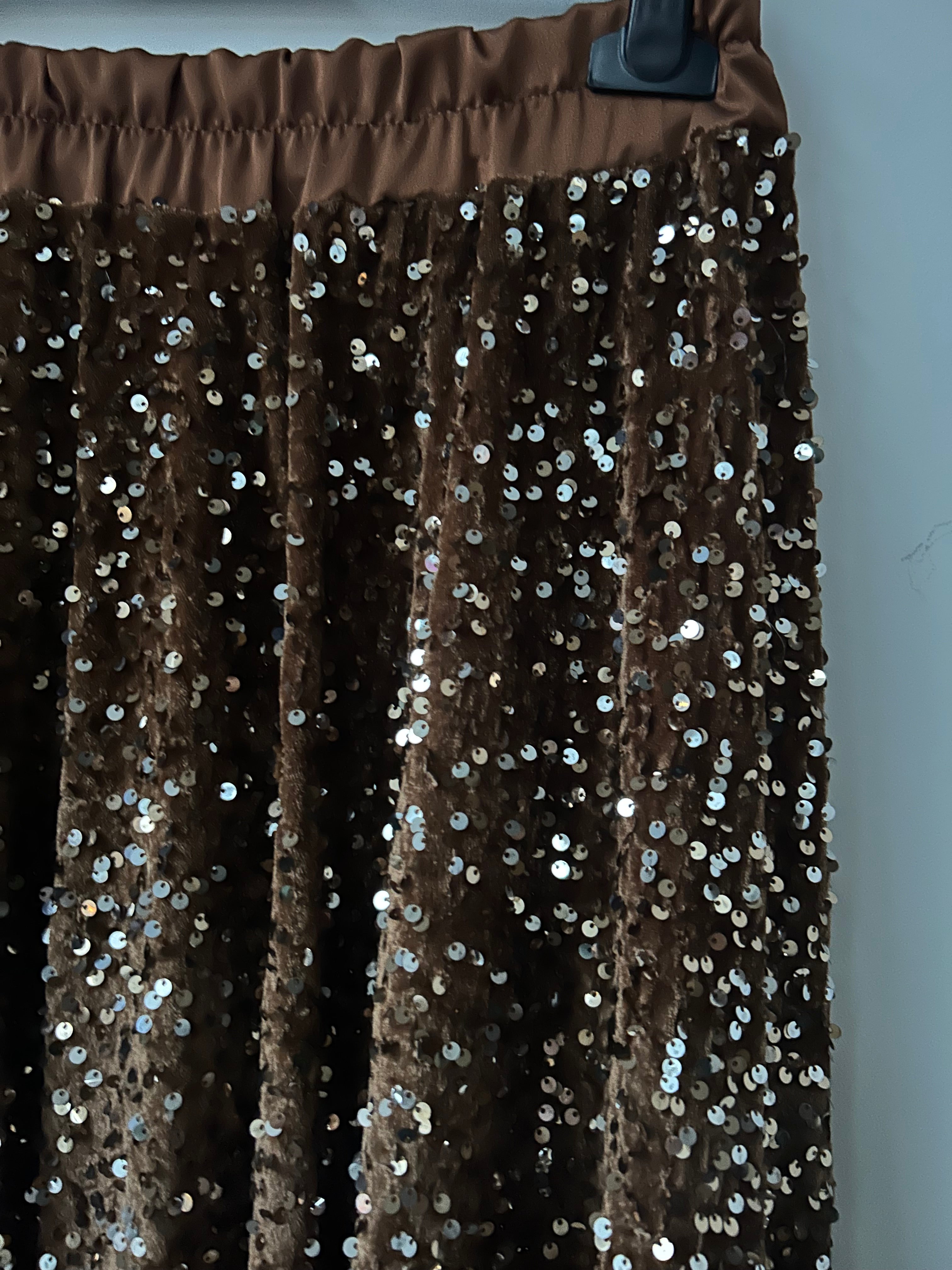Paillettenrock braun