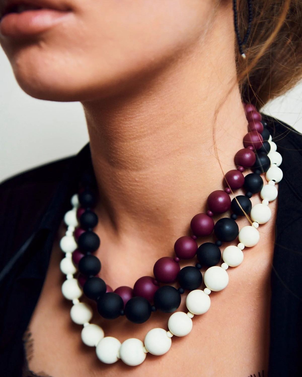 Statement Perlenkette Big Bead - Creme