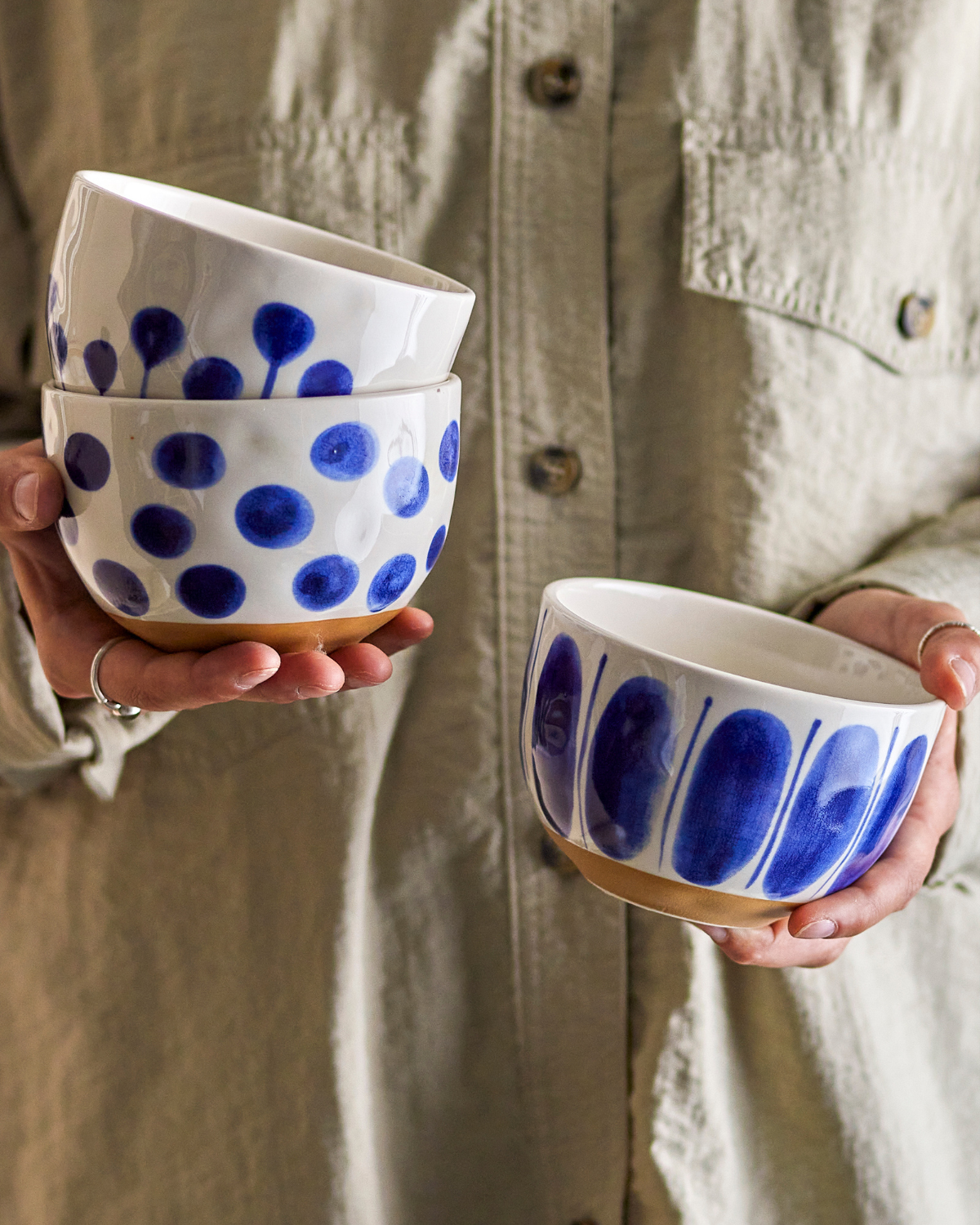 Schalen Linora – Blau (3er Set)
