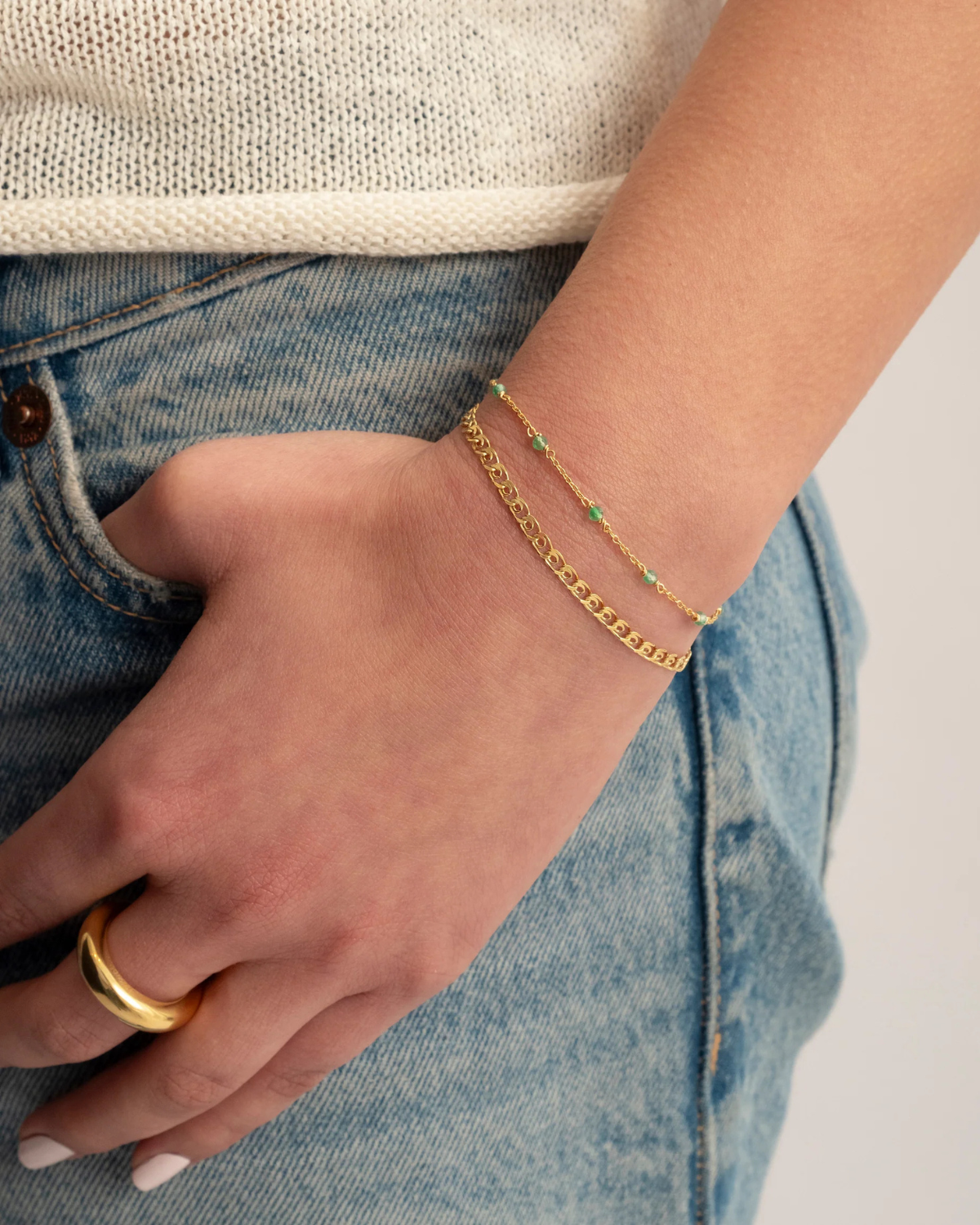 Armband Santa Monica - Gold / Green Onyx