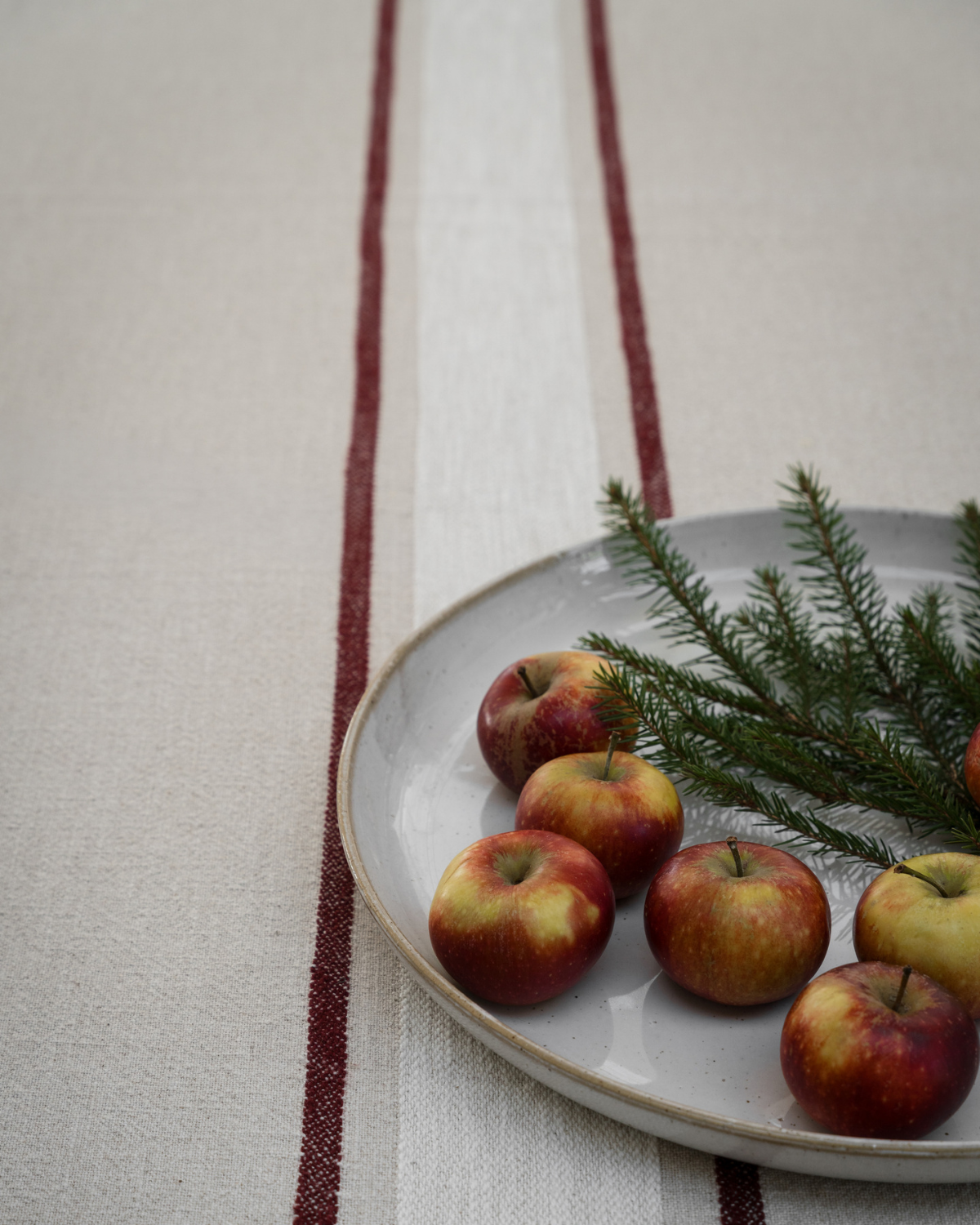 Tischläufer - Natur/Weiß/Rot (45 x 150 cm)