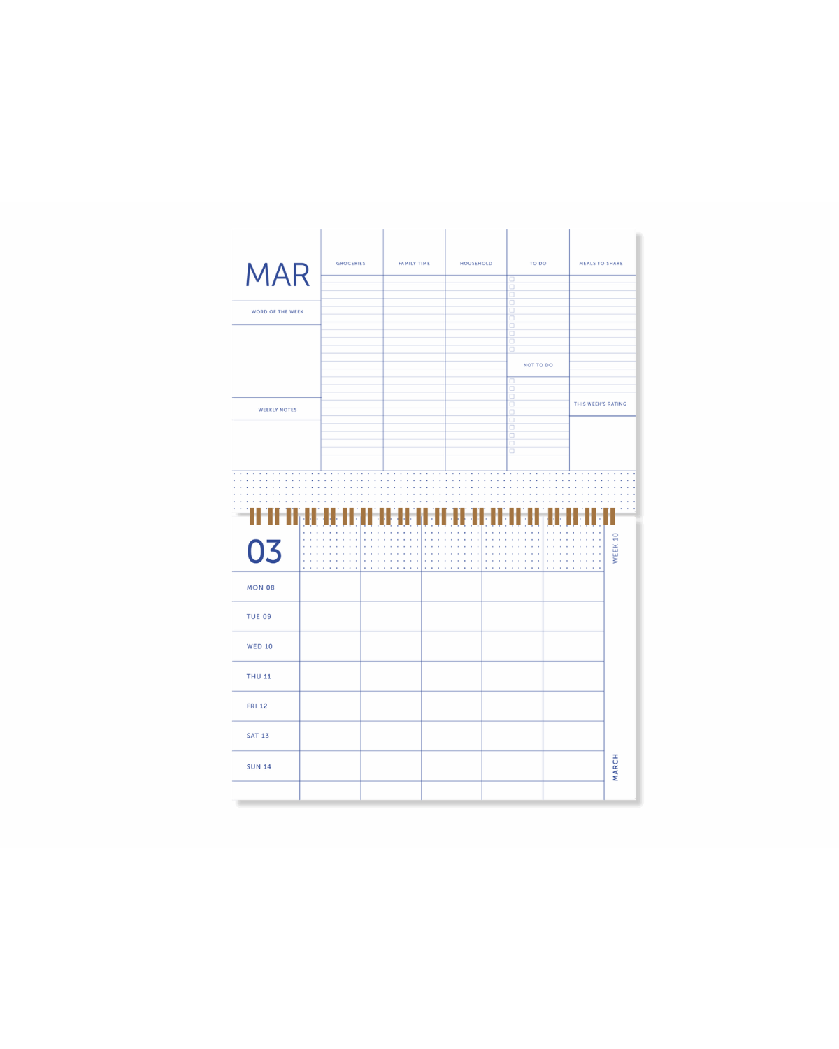 18-Monats-Familienplaner 2026–2027 – Blumenmuster Blau