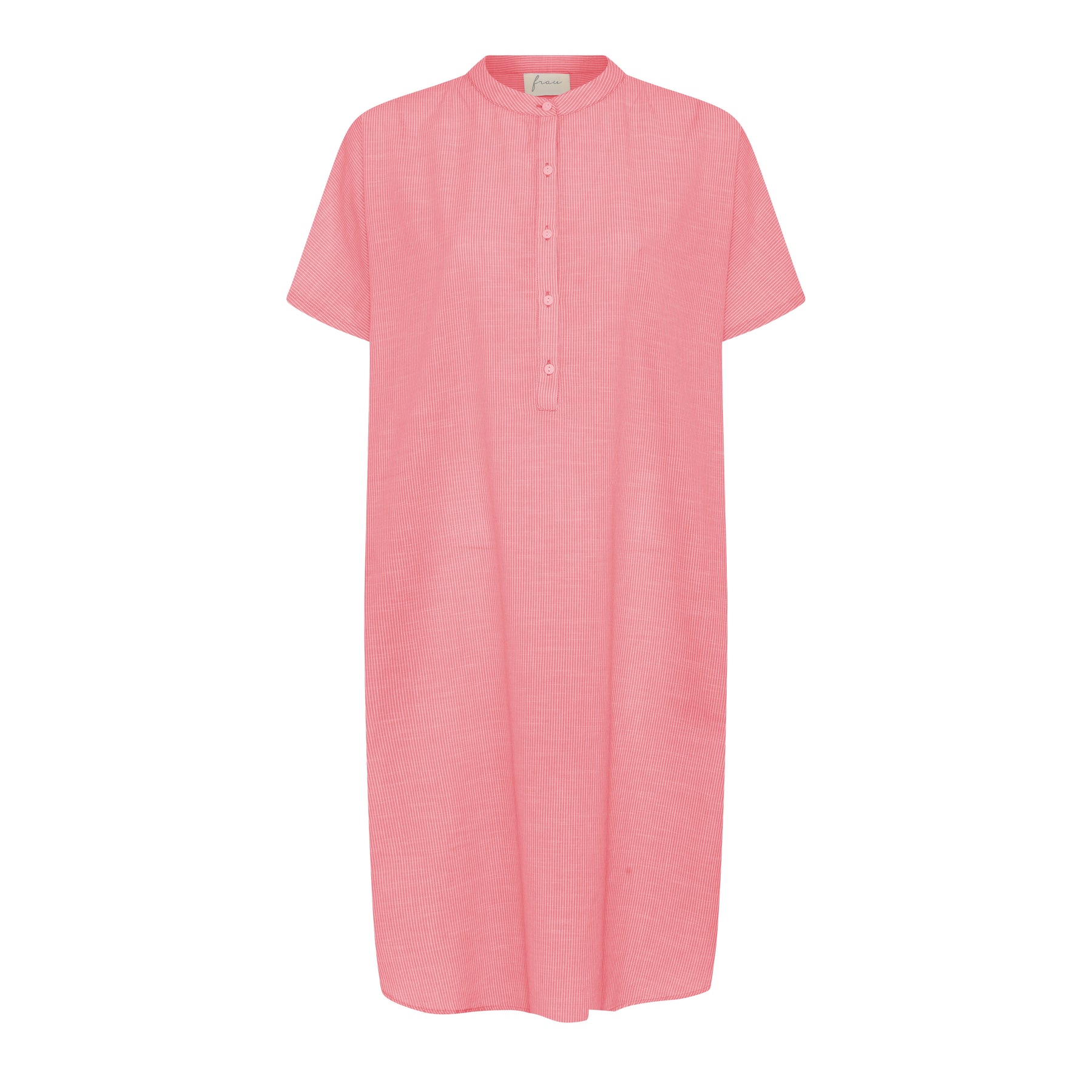 Kurzarm-Kleid Seoul - Hot Coral Stripe / Koralle Gestreift