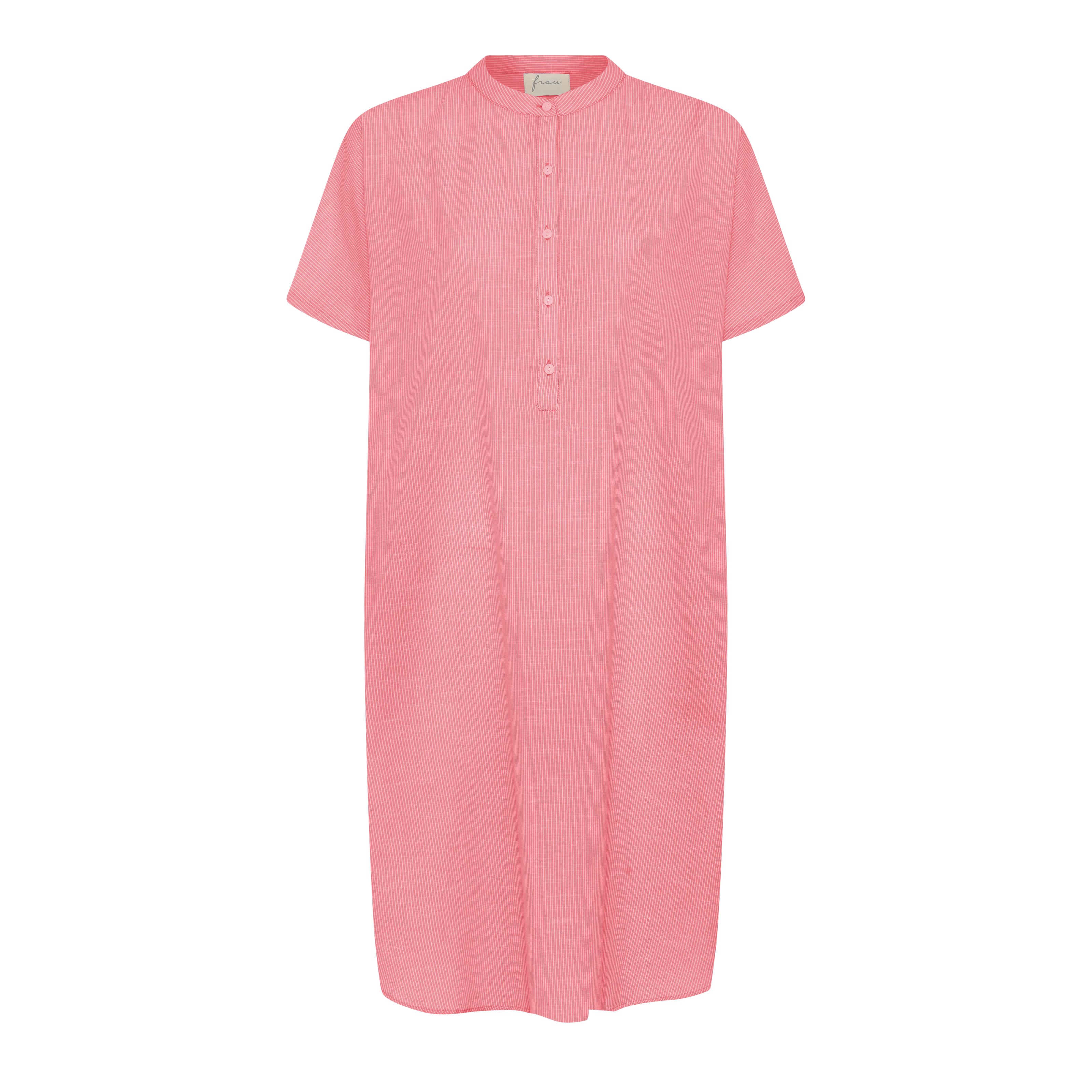 Kurzarm-Kleid Seoul - Hot Coral Stripe / Koralle Gestreift