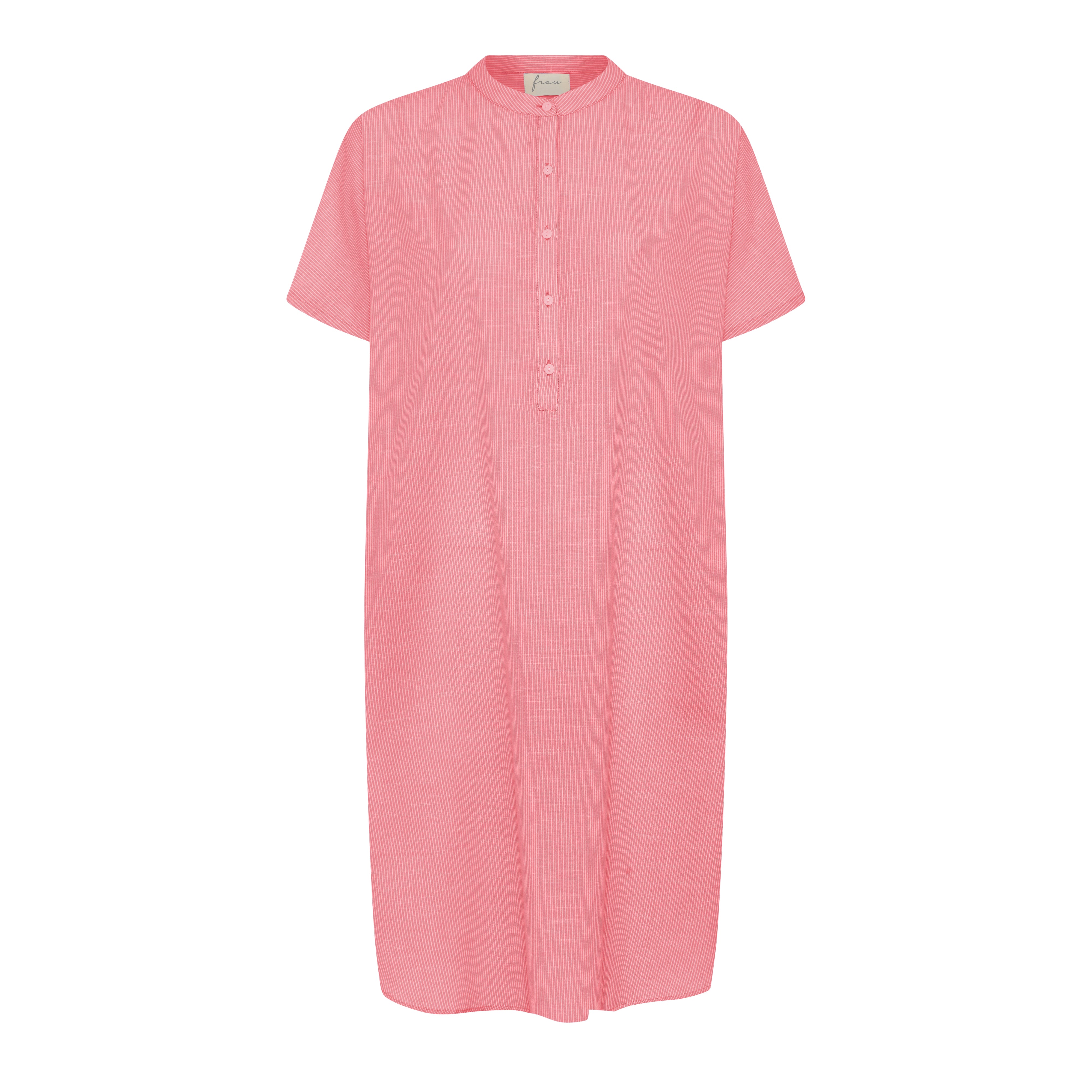 Kurzarm-Kleid Seoul - Hot Coral Stripe / Koralle Gestreift