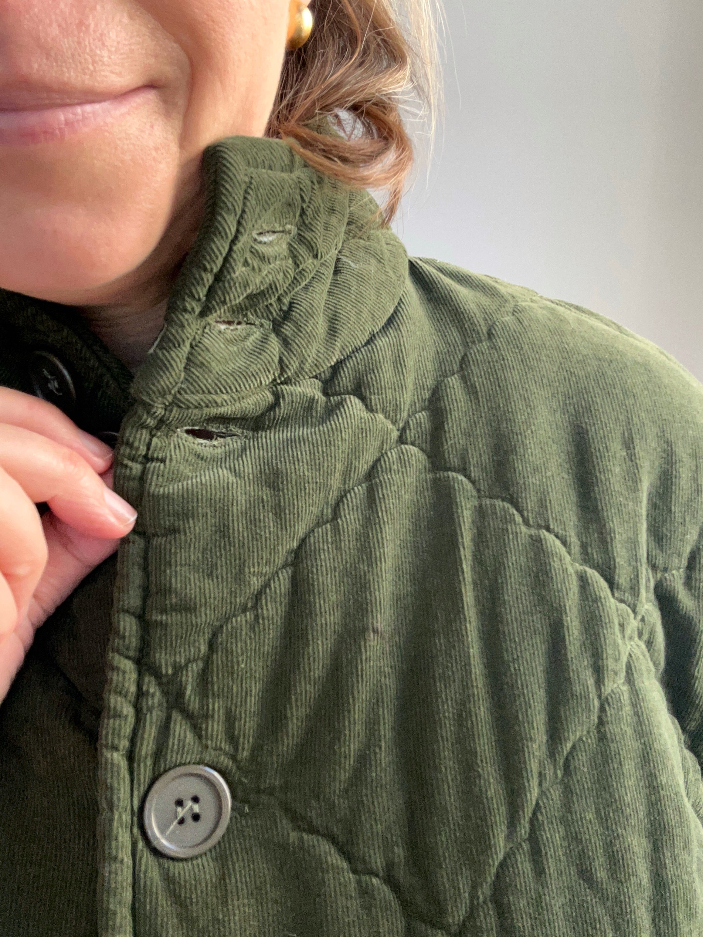 Steppjacke aus Babycord - grün
