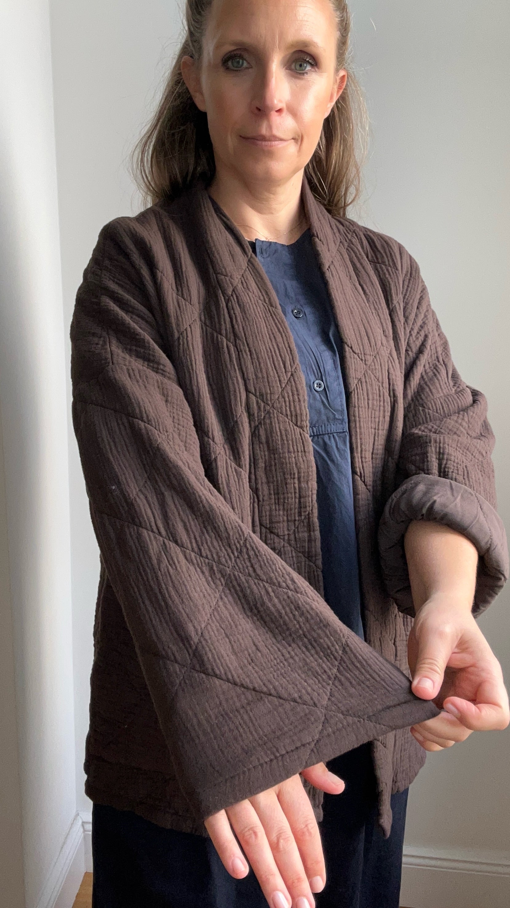 Lange Kimono-Jacke - braun