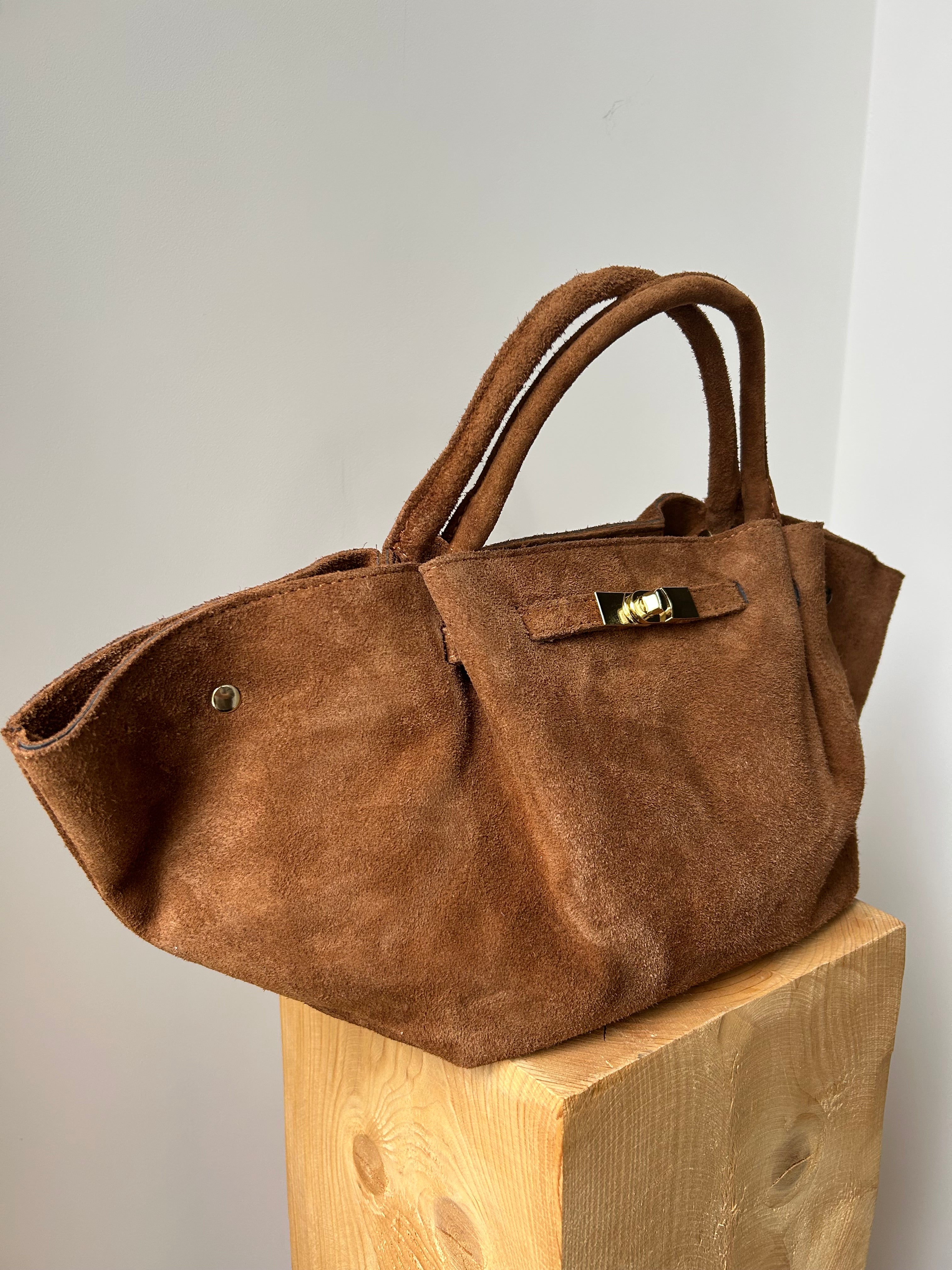 große Handtasche aus Wildleder - camel