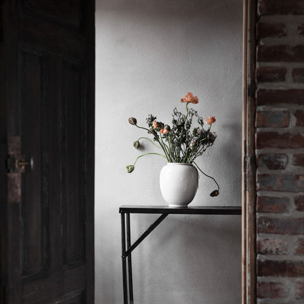 Vase aus Keramik - glänzend weiß 22 cm