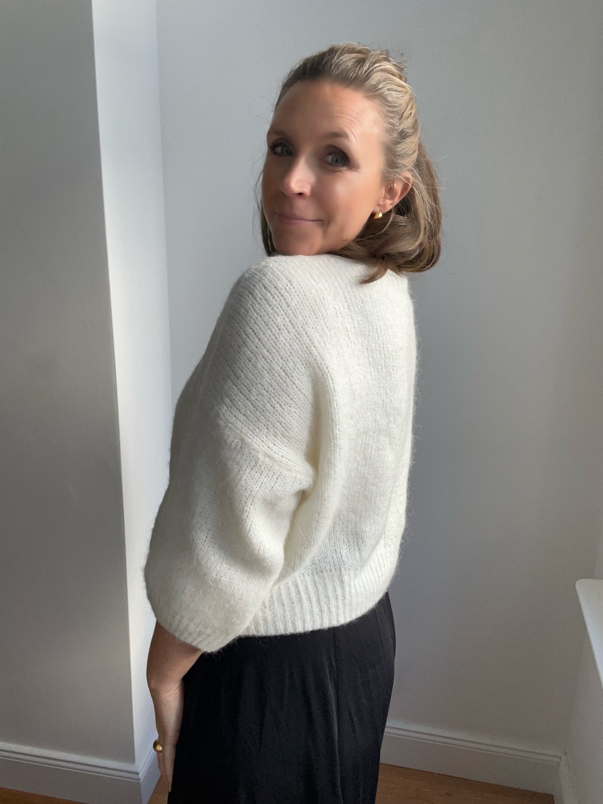 Kurze Strickjacke Cardigan - Creme