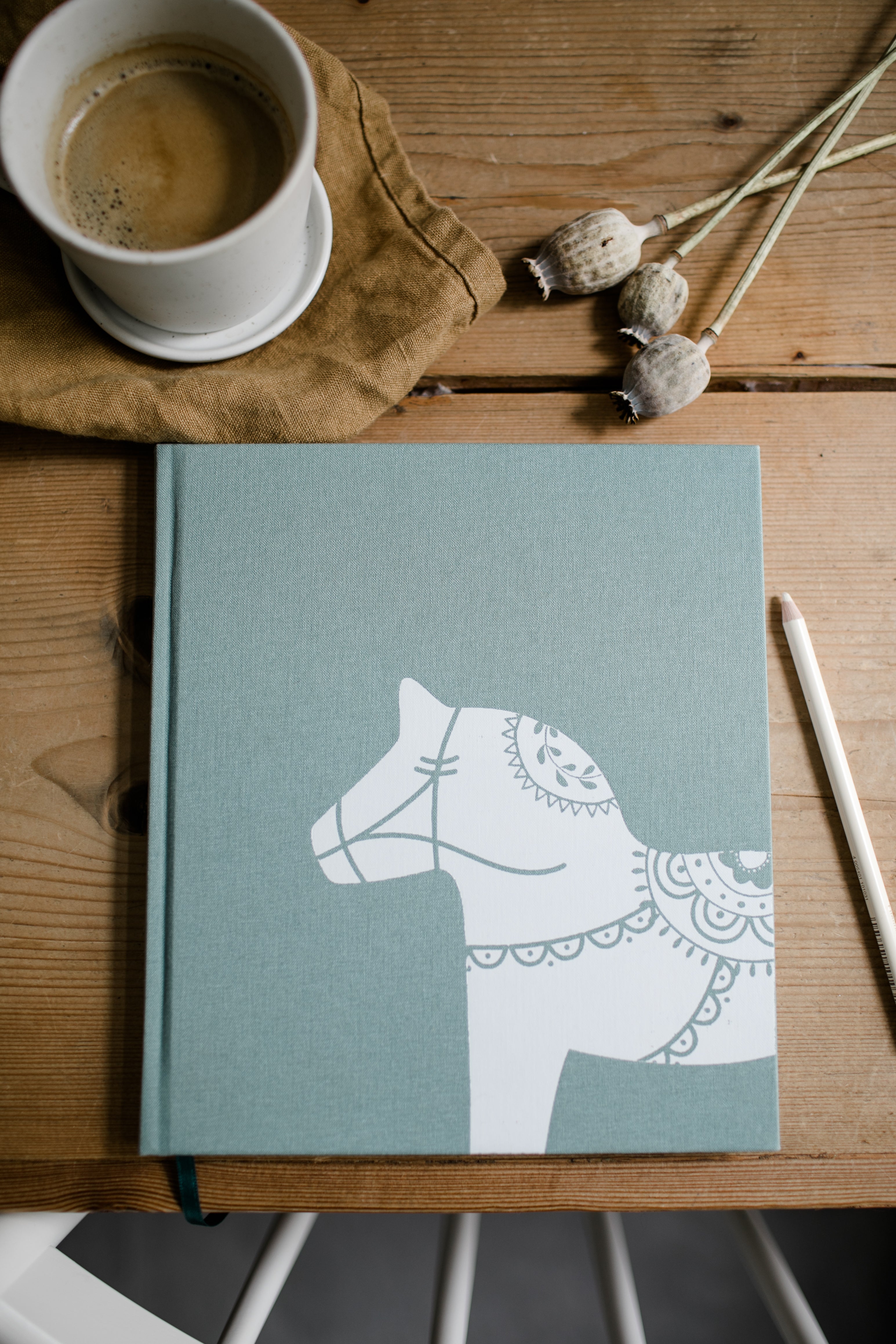 Notizbuch Dalapferd - dusty green 21 x 24 cm