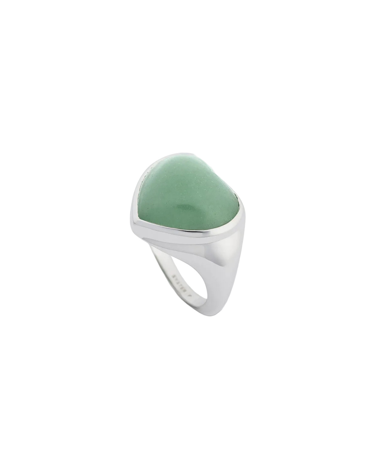 Ring La La Love Big Heart mit Green Jade - silber
