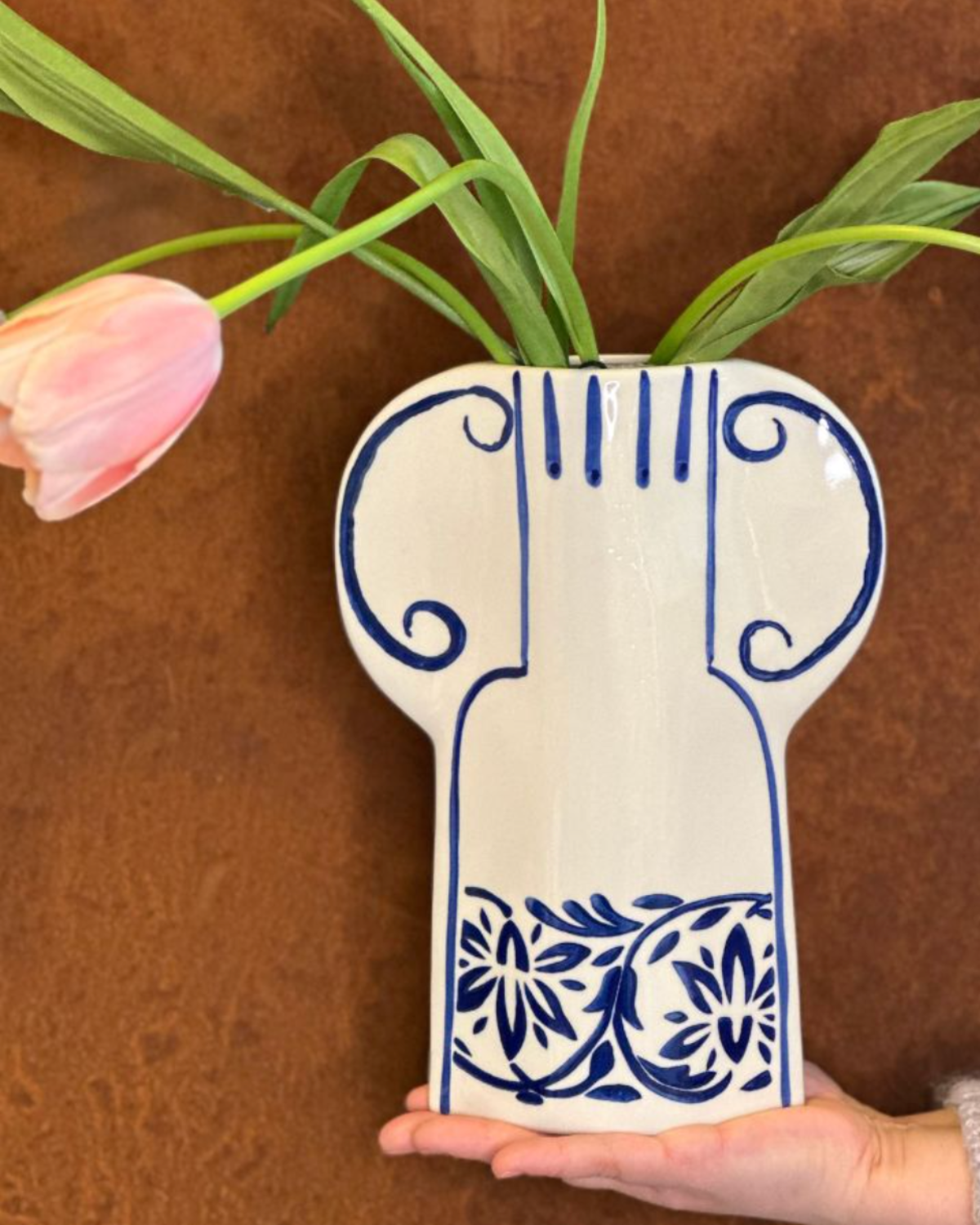 Vase Azure Fleur - Blau/Weiß