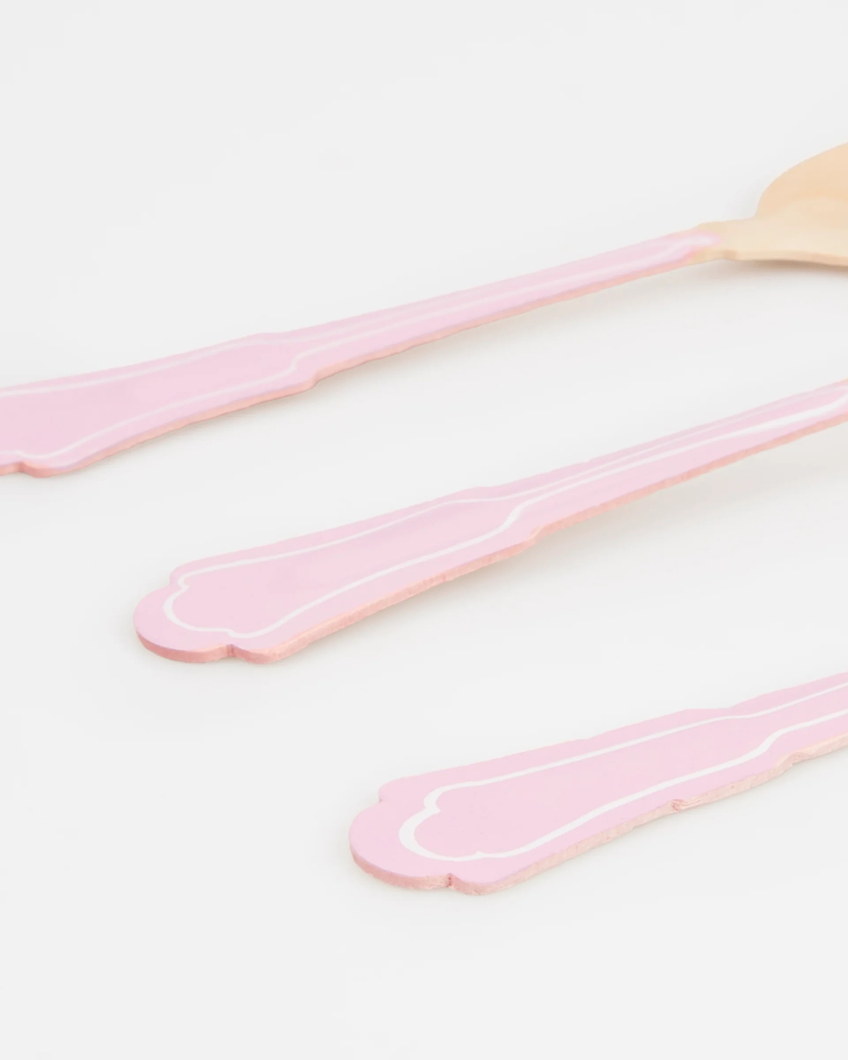 Holzbesteck-Set aus Birkenholz - Rosa (24-teilig)