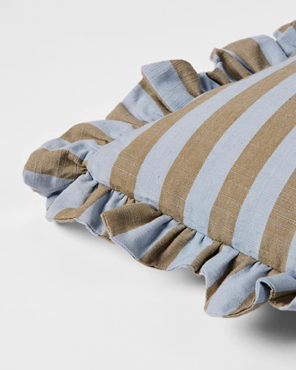 Kissenbezug Ina - Dusty Blue/Braun Gestreift (50 x 50 cm)