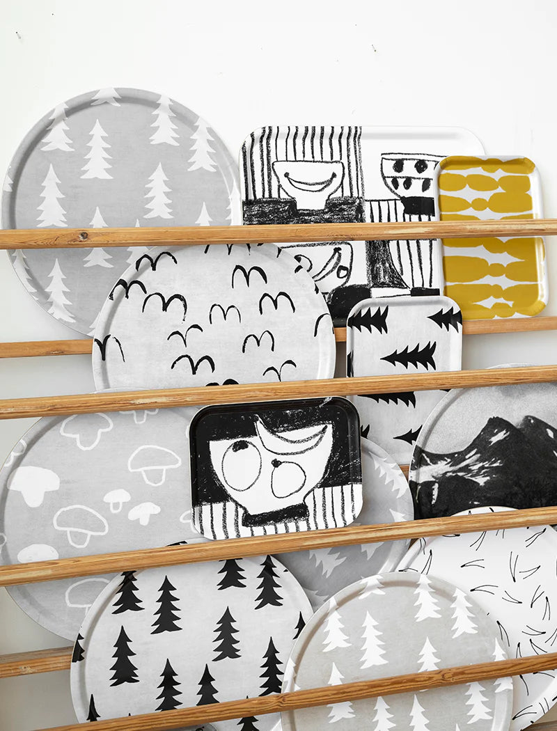 Tablett Gran - Ø 38 cm - schwarz/weiss