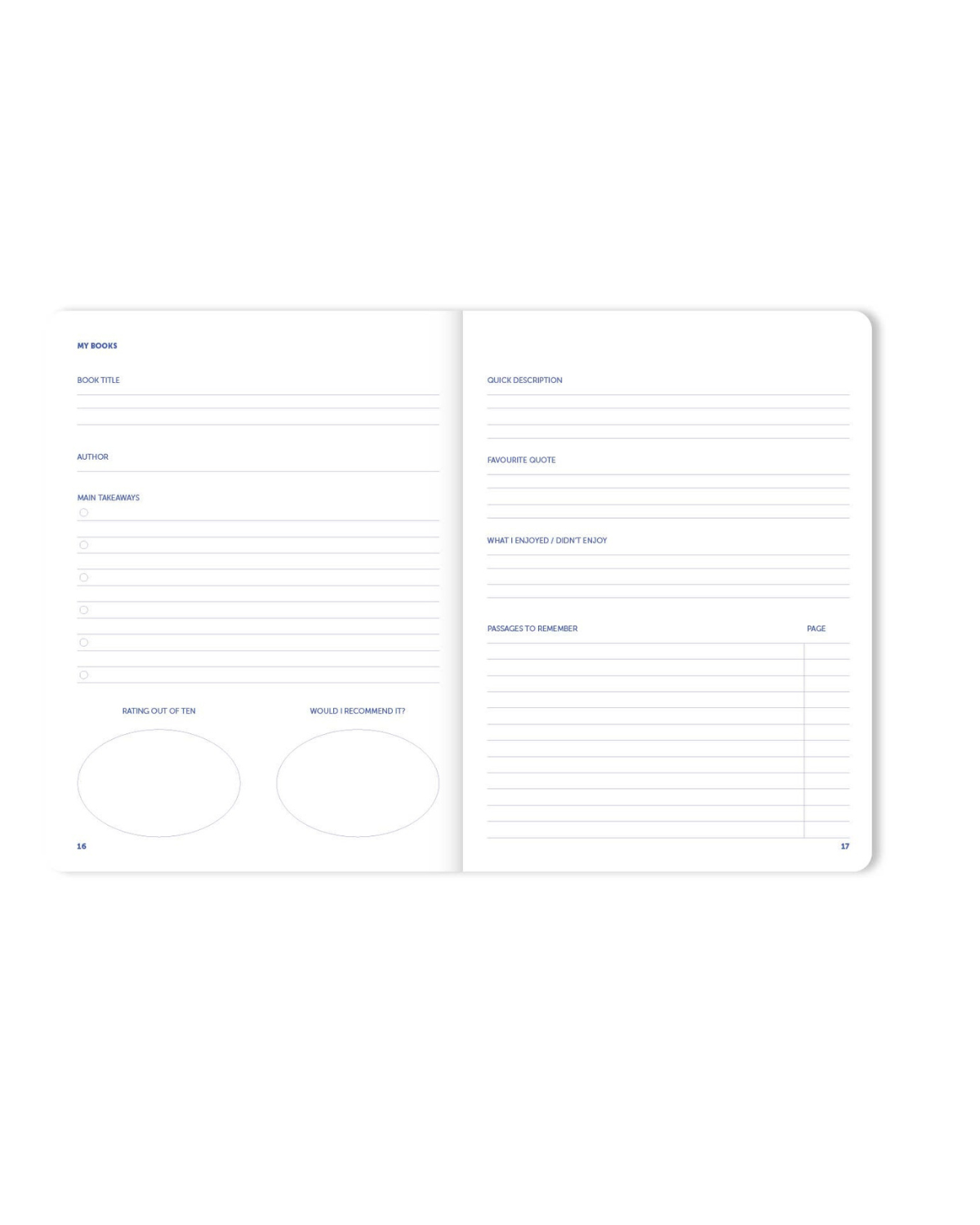 Lesetagebuch Reading Journal - Blau / Rot