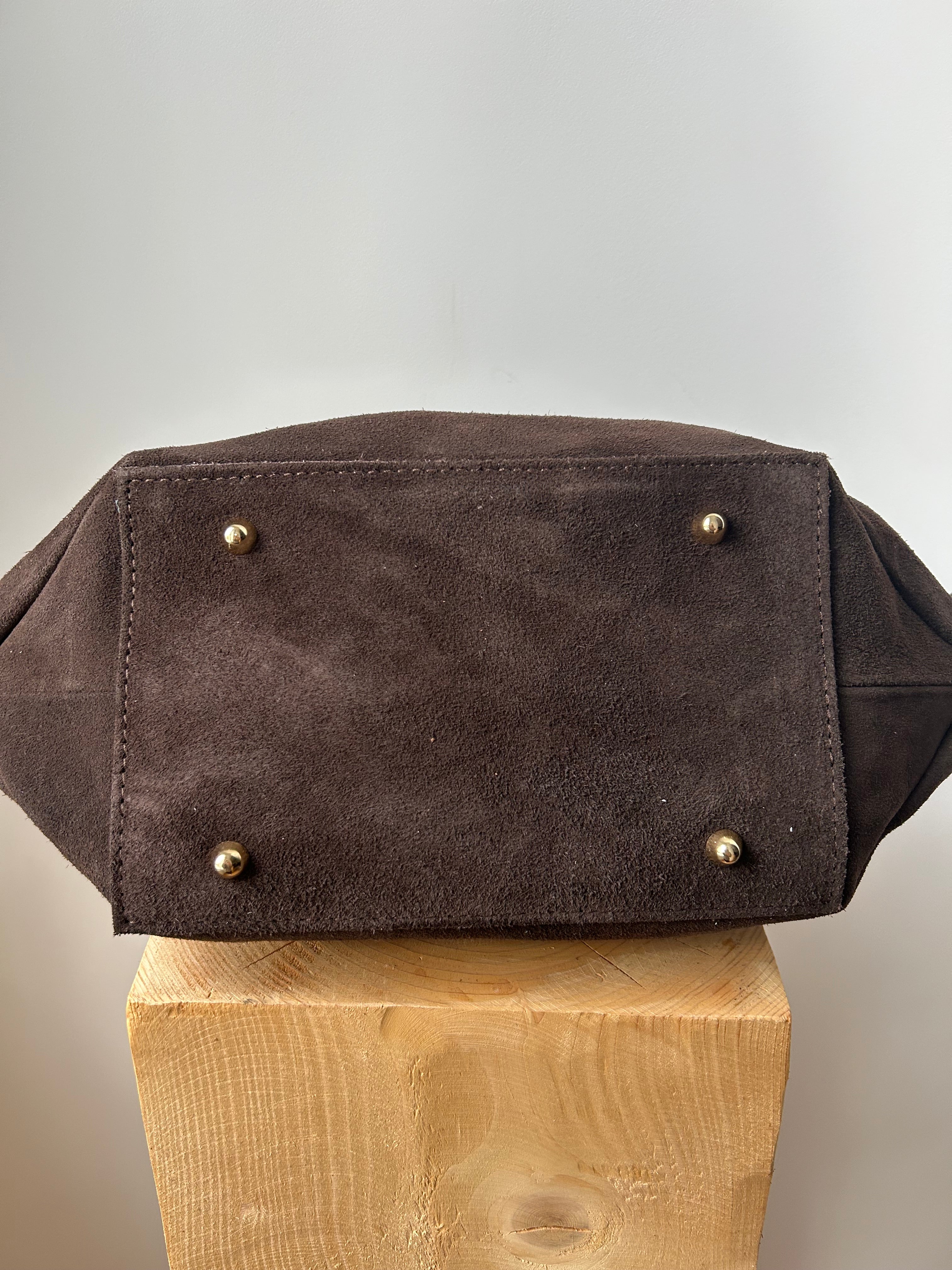 große Handtasche aus Wildleder - schokoladenbraun