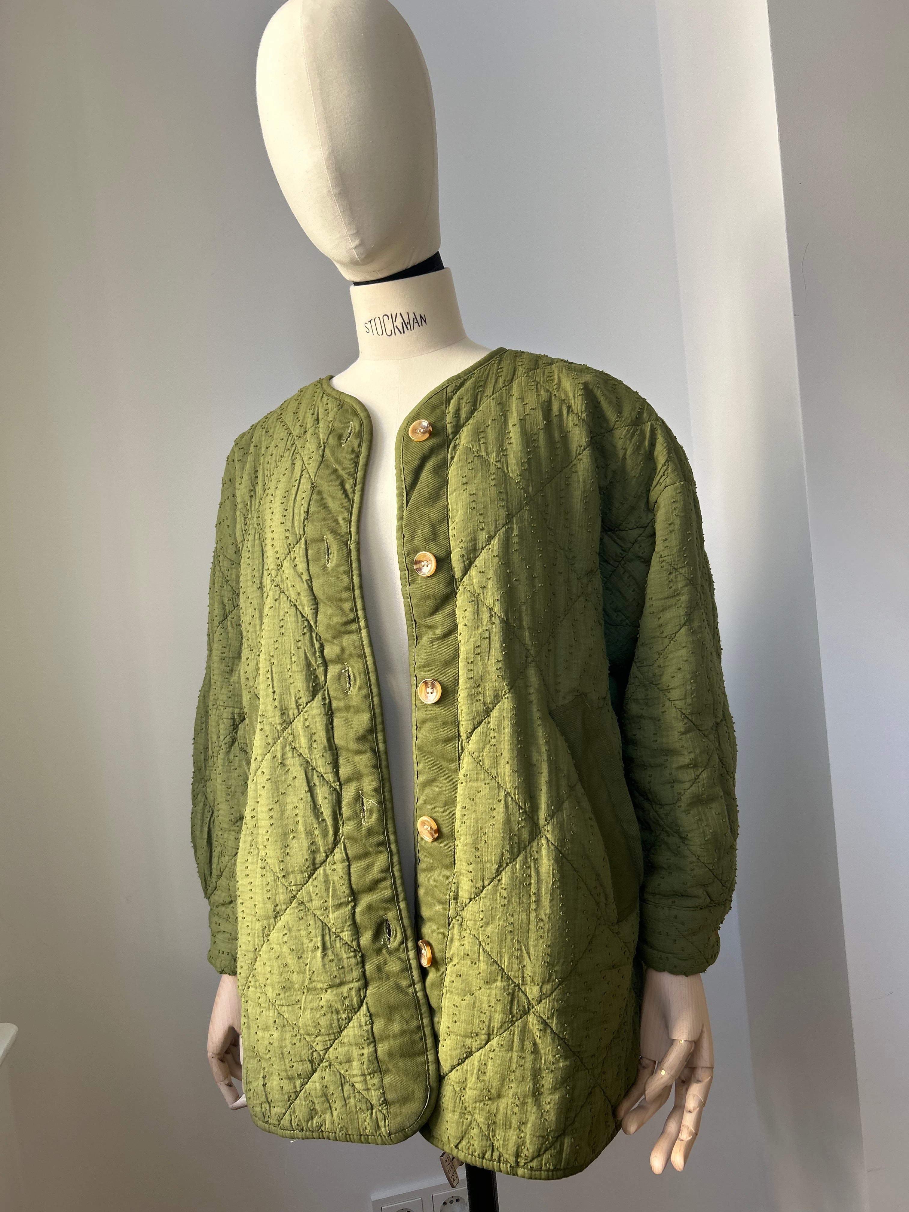 Gesteppte Jacke mit Struktur - grün