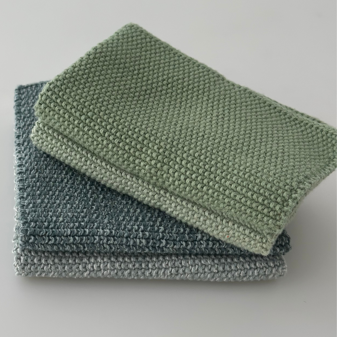 Gestrickte Spültücher 25 x 25 cm - 2er-Set Lorbeergrün