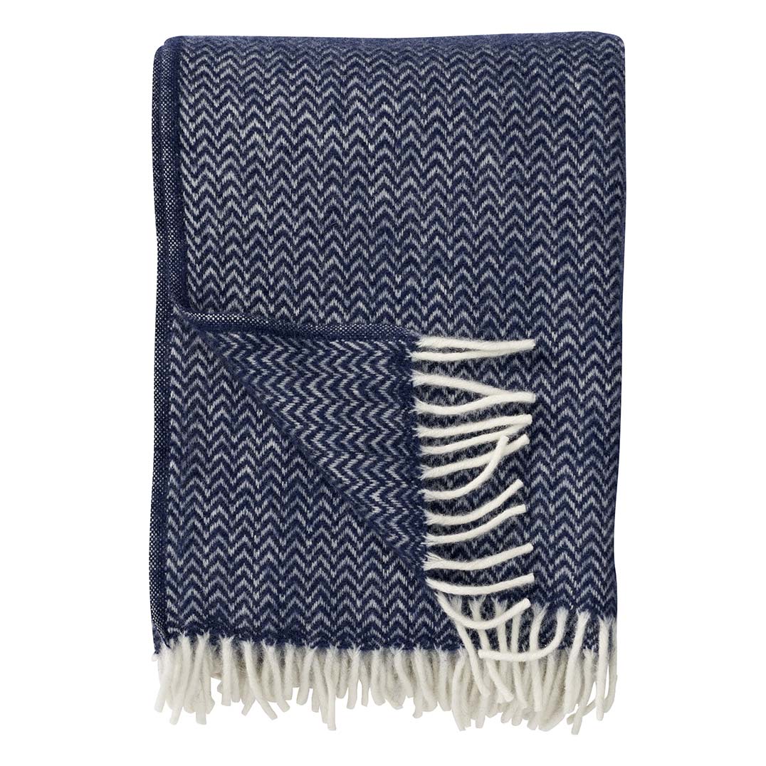 Wolldecke Chevron - dark denim