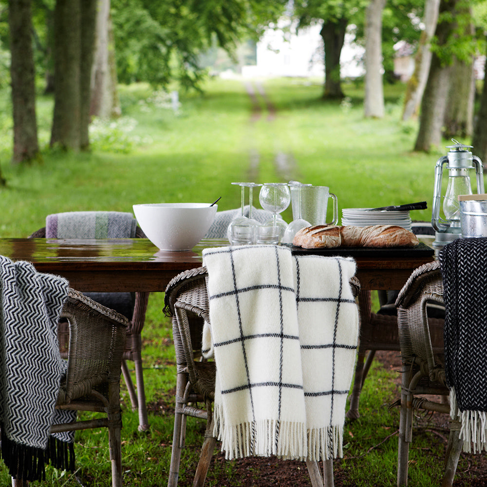 Wolldecke Chevron - dark denim