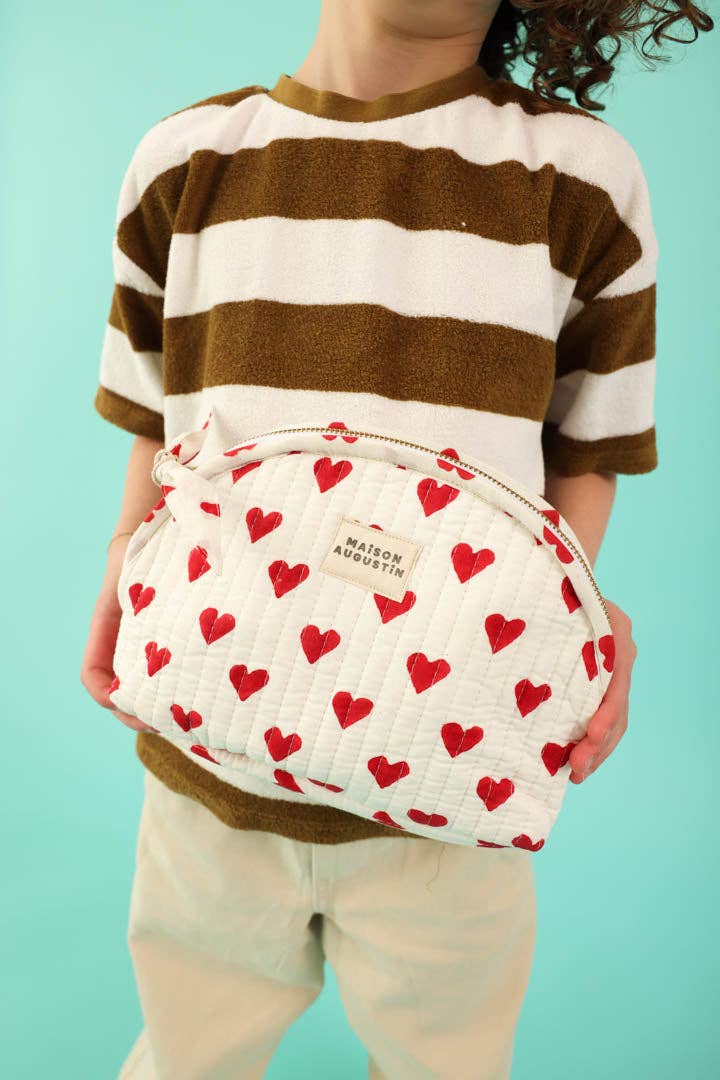 Make-up Tasche Love Cherry - rot/weiß