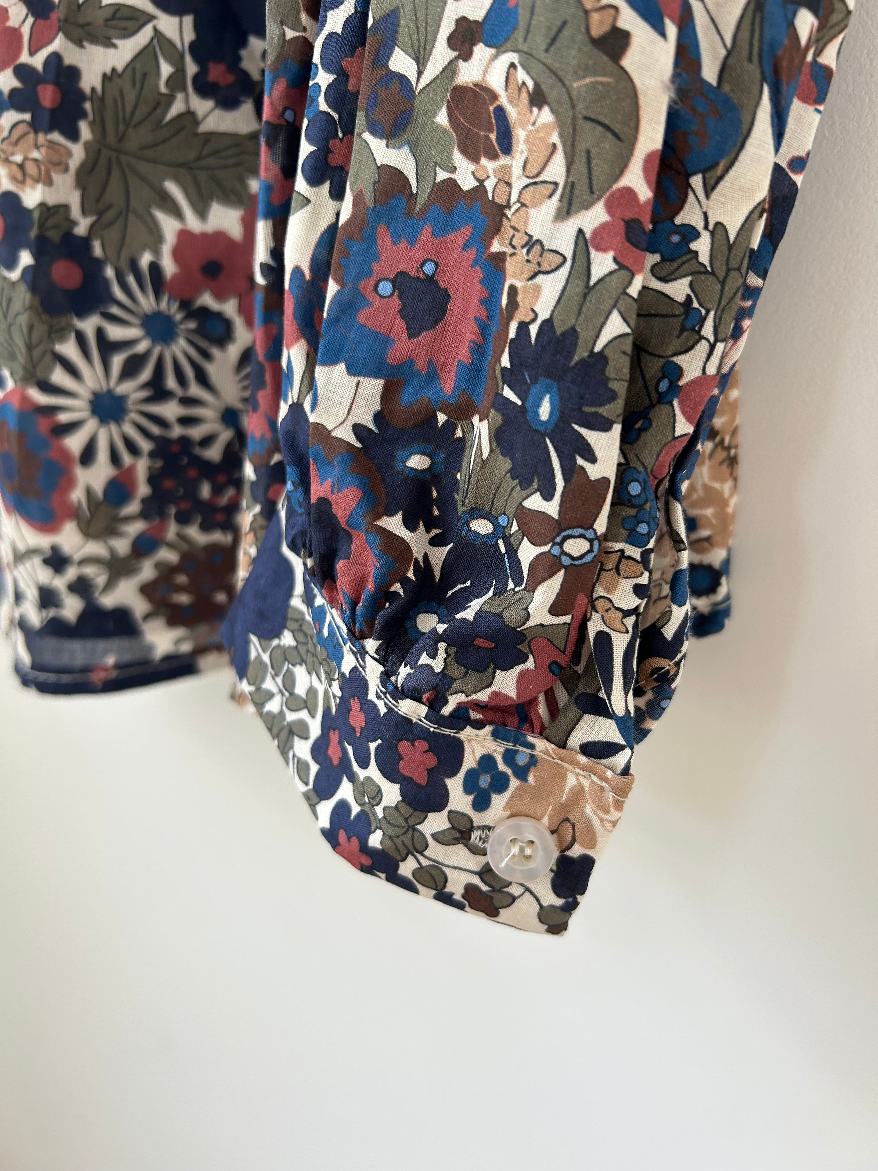 Langarmbluse mit Blumenmuster - blau