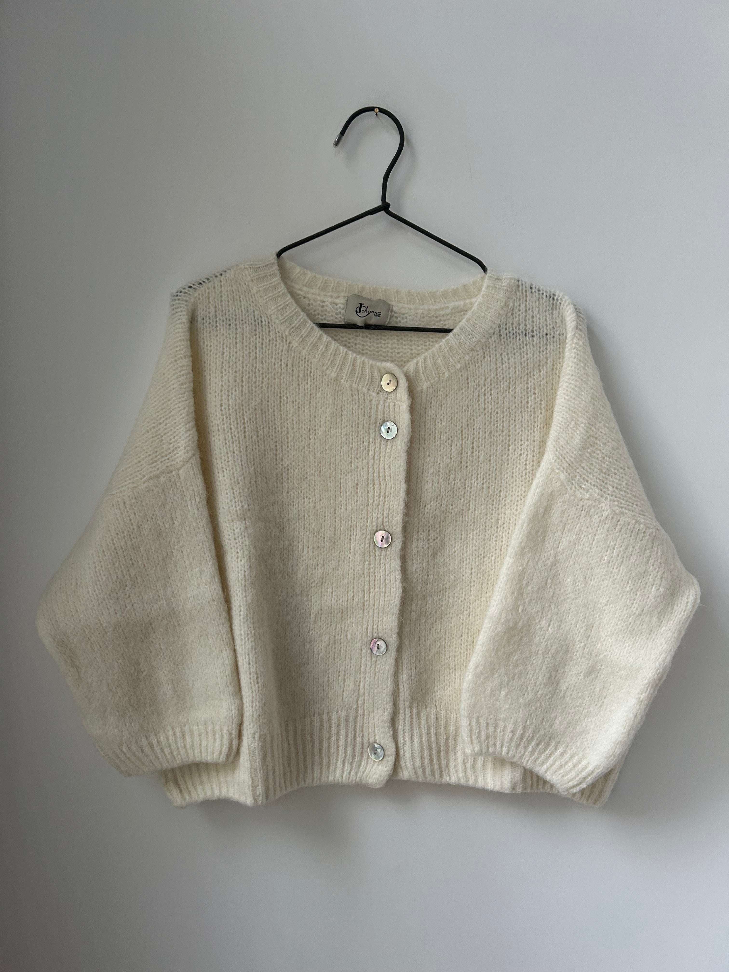 Kurze Strickjacke Cardigan - Creme