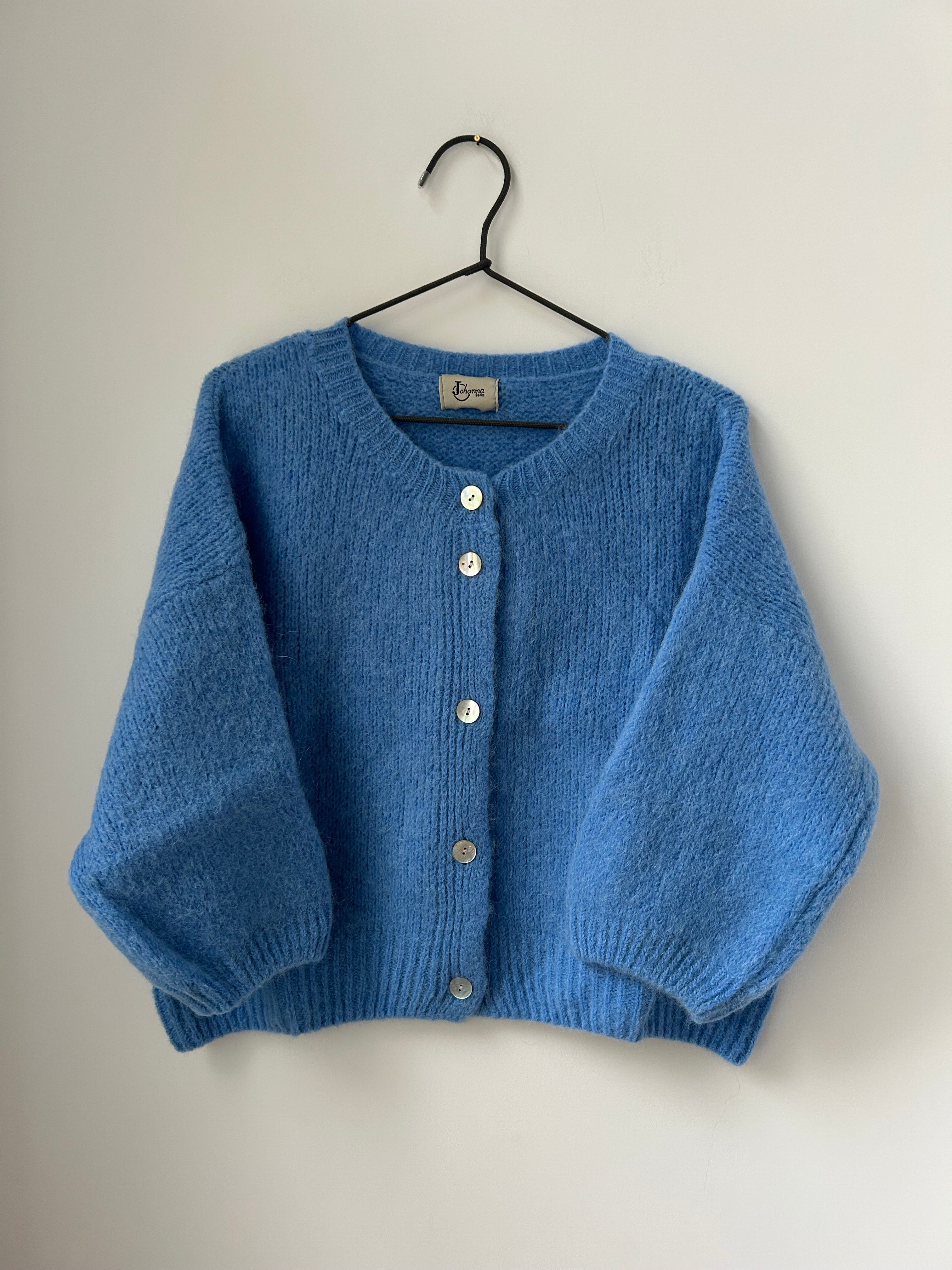 Kurze Strickjacke Cardigan - Himmelblau