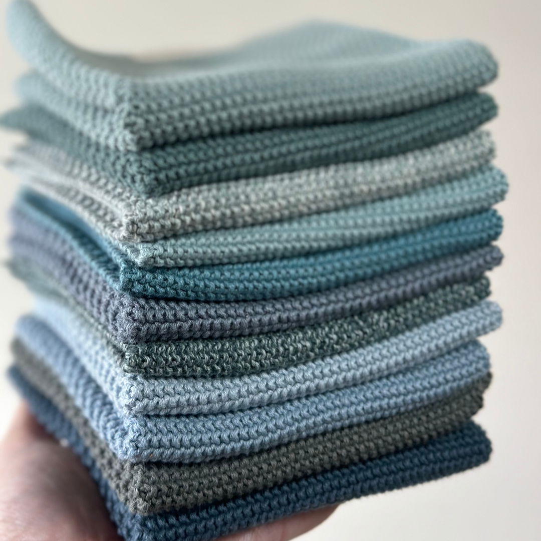 Gestrickte Spültücher 25 x 25 cm - 2er-Set Blau