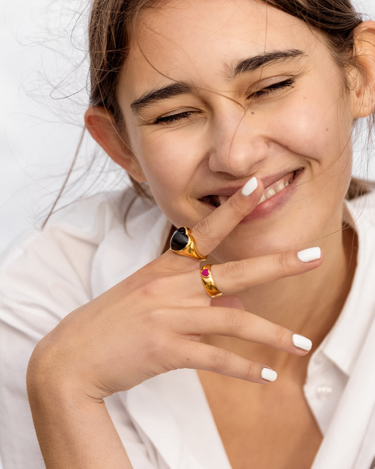 Ring La La Love Big Heart mit Rauchquarz - gold