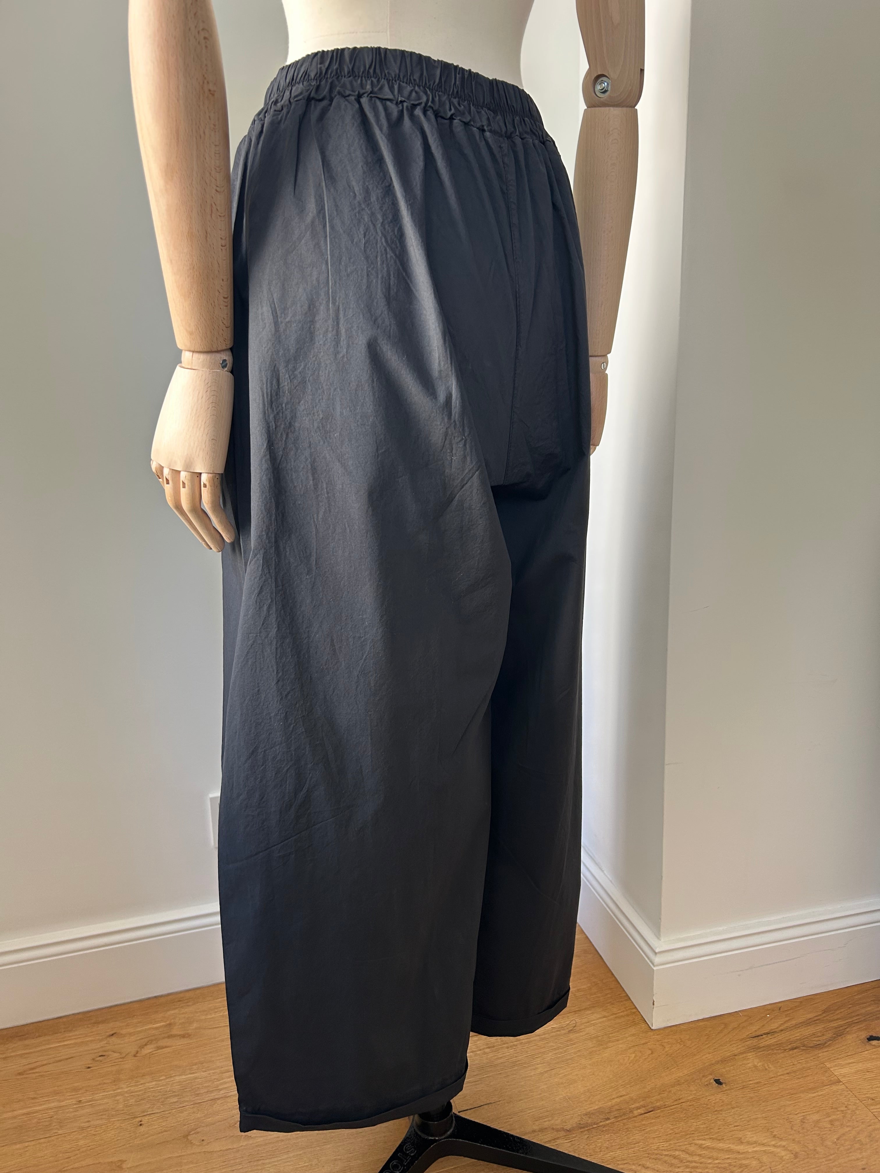 Leichte Culotte Palazzo-Hose - schwarz