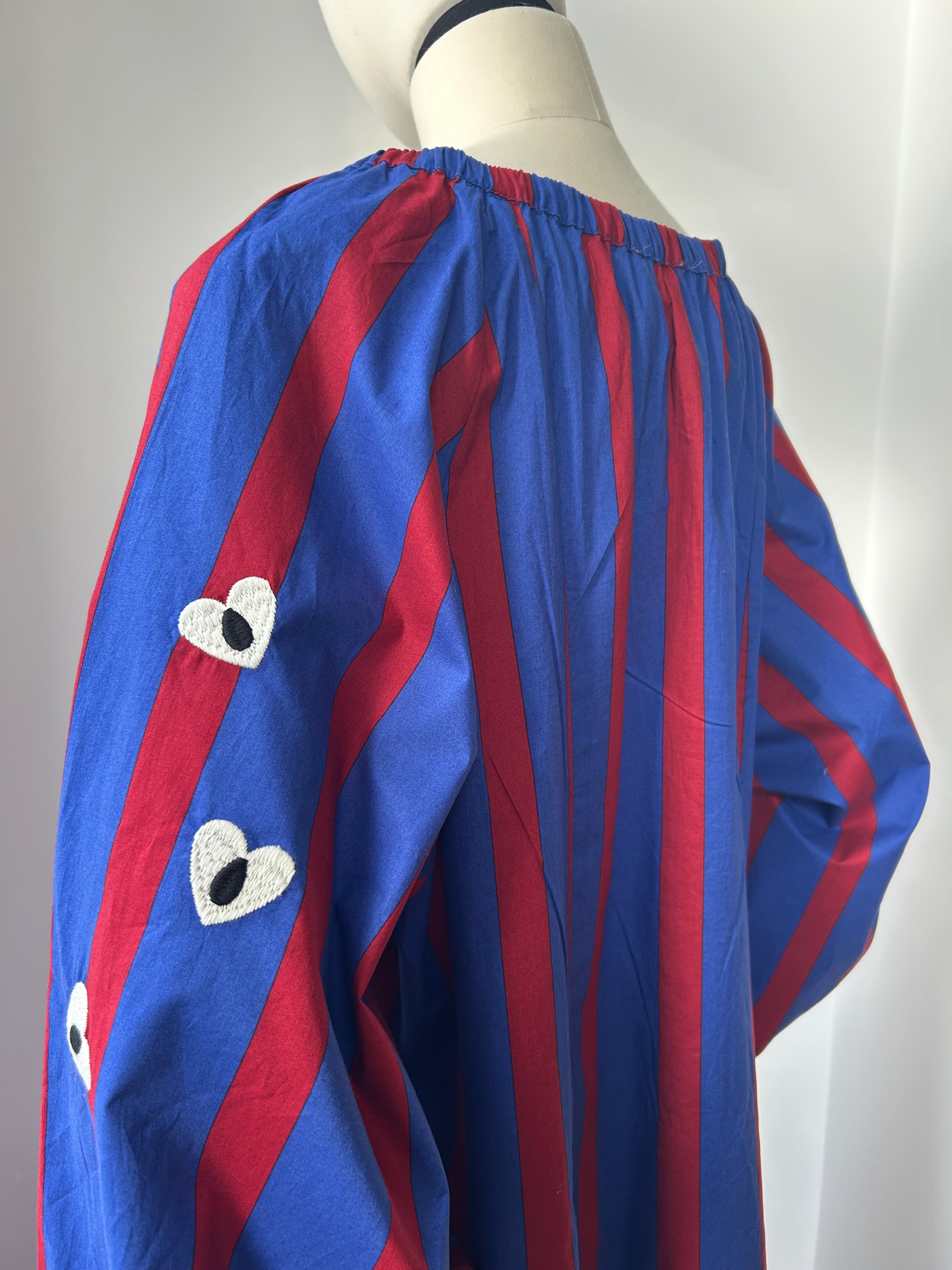 Kleid mit Streifen - rot & blau