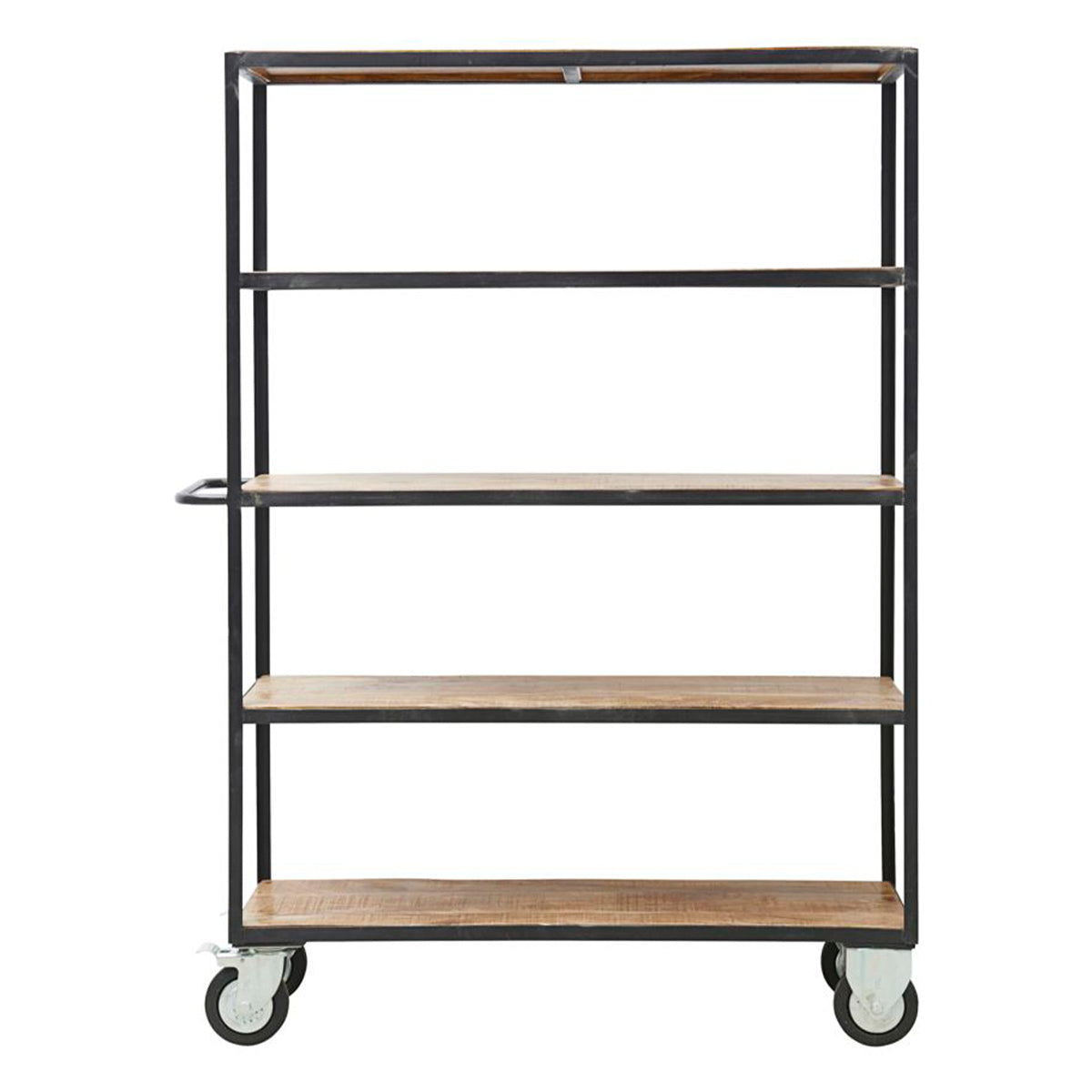 Regal mit 4 Rollen - schwarz/holz