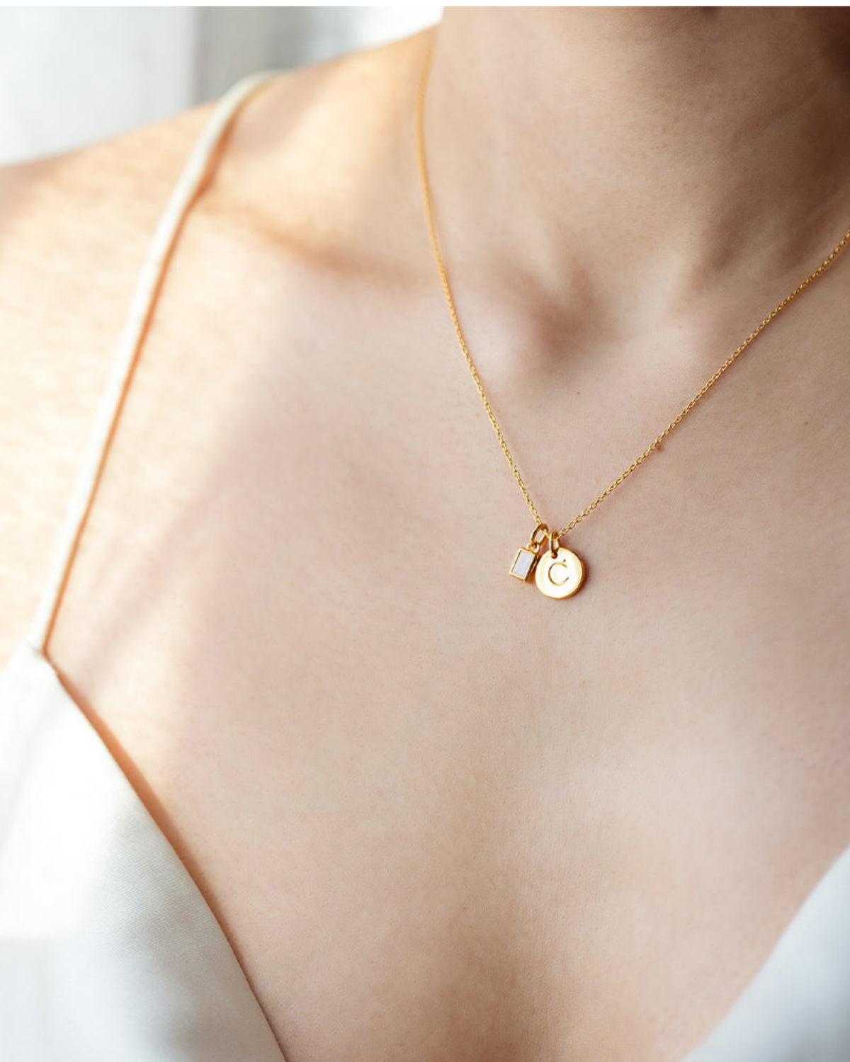 Anhänger Beloved Squared mit Mondstein - gold