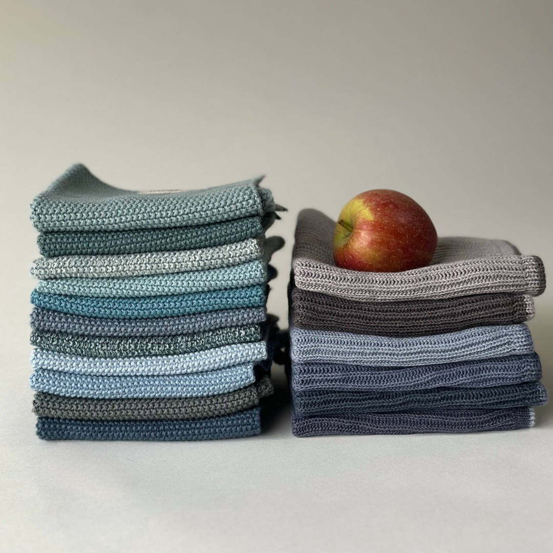 Gestrickte Spültücher 25 x 25 cm - 2er-Set Blau