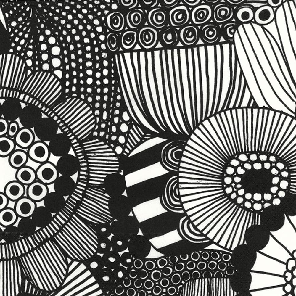 Marimekko Cocktailservietten - SIIRTOLAPUUTARHA - white black